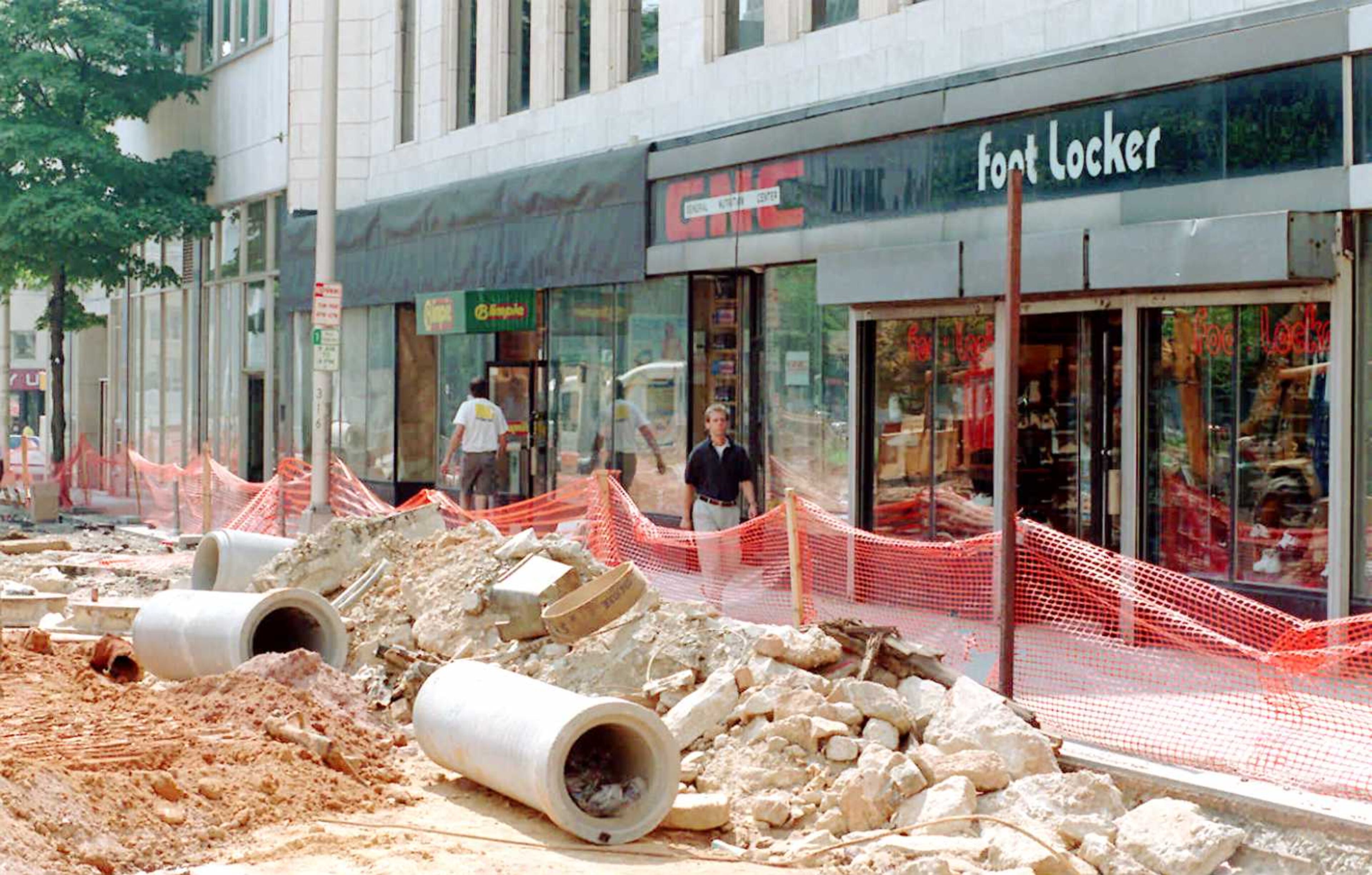 Some of the businesses along Edgewood Avenue between Park Place and Peachtree were closed due to construction in the run-up to the 1996 Olympics.