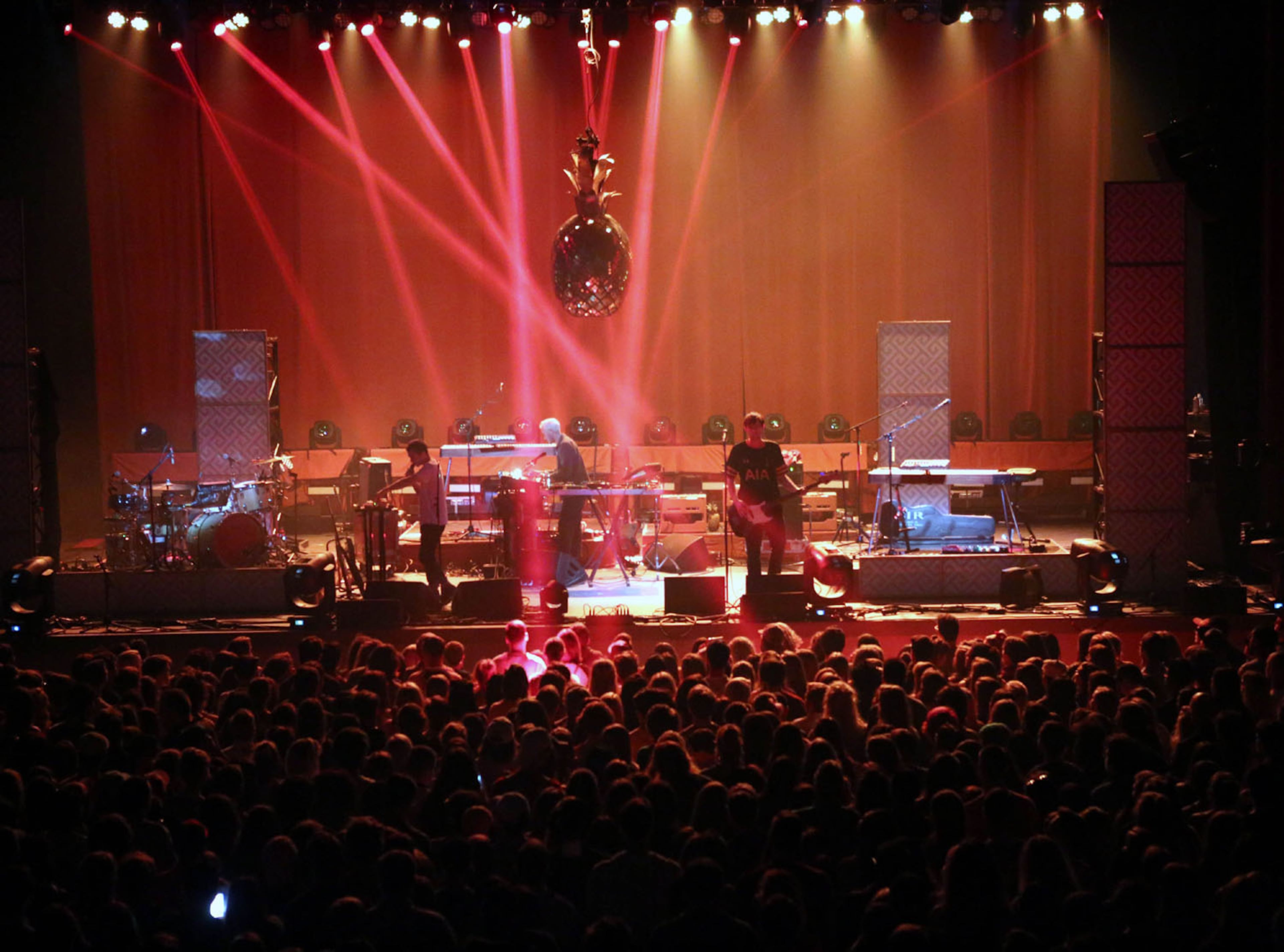 #25 of #34. PLEASE KEEP IN SEQUENTIAL ORDER FOR THE CONTINUITY OF THE GALLERY. -- Jagwar Ma.The Coca Cola Roxy Theater held its grand opening celebration on Saturday, April 8, 2017, with British indie favorites Glass Animals and Australia's Jagwar Ma selling out the venue for Radio 105.7's fouth birthday party bash. Located in the nearly completed Battery entertainment district, next to SunTrust Park, new home of the Atlanta Braves, the gorgeous, nearly 4,000 capacity venue got positive grades from most of the VIP's and concert fans in attendence.Robb Cohen Photography & Video /RobbsPhotos.com