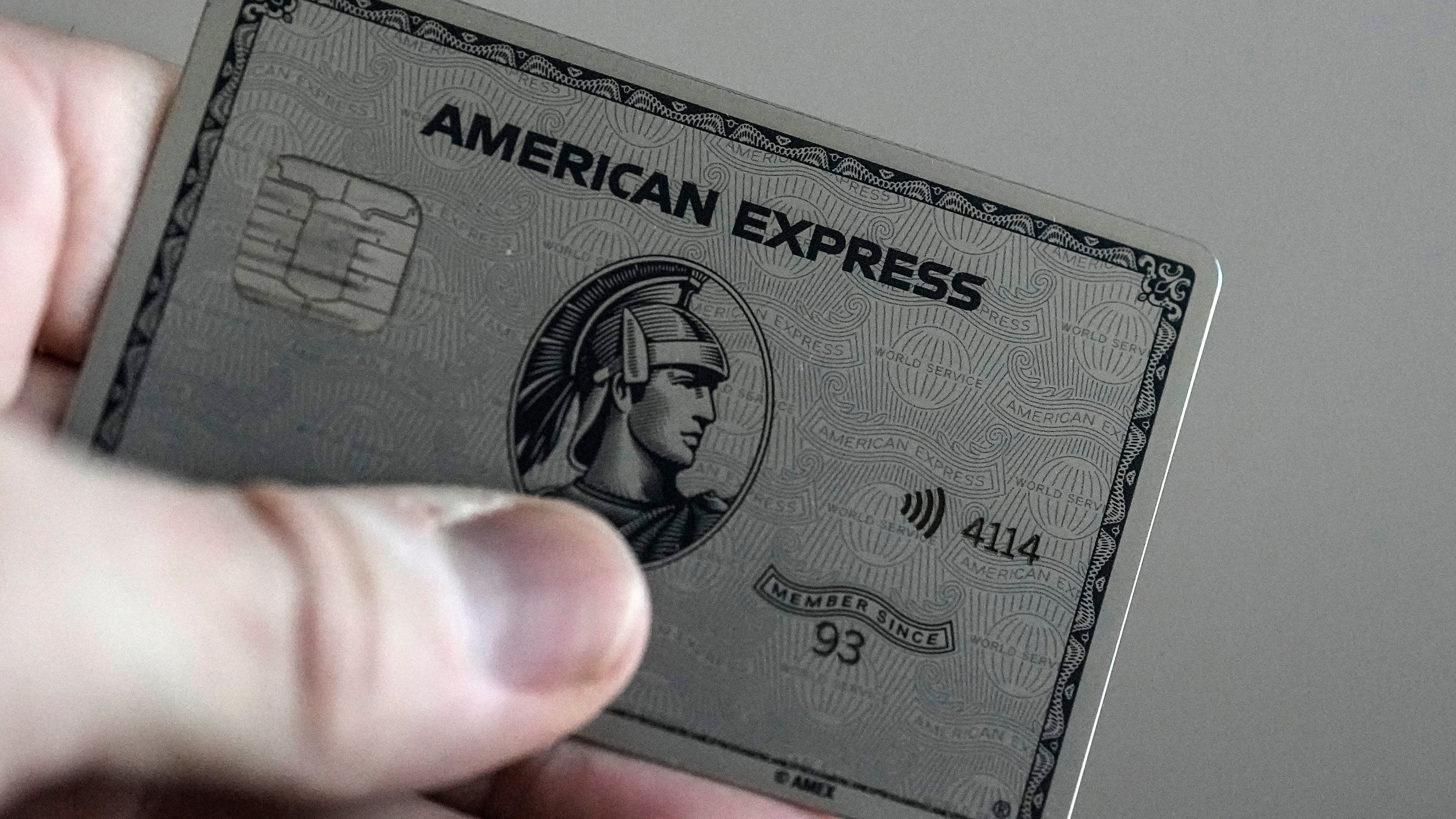 FILE - An American Express card is shown, Thursday, Jan. 18, 2024, in Atlanta. (AP Photo/Mike Stewart, File)