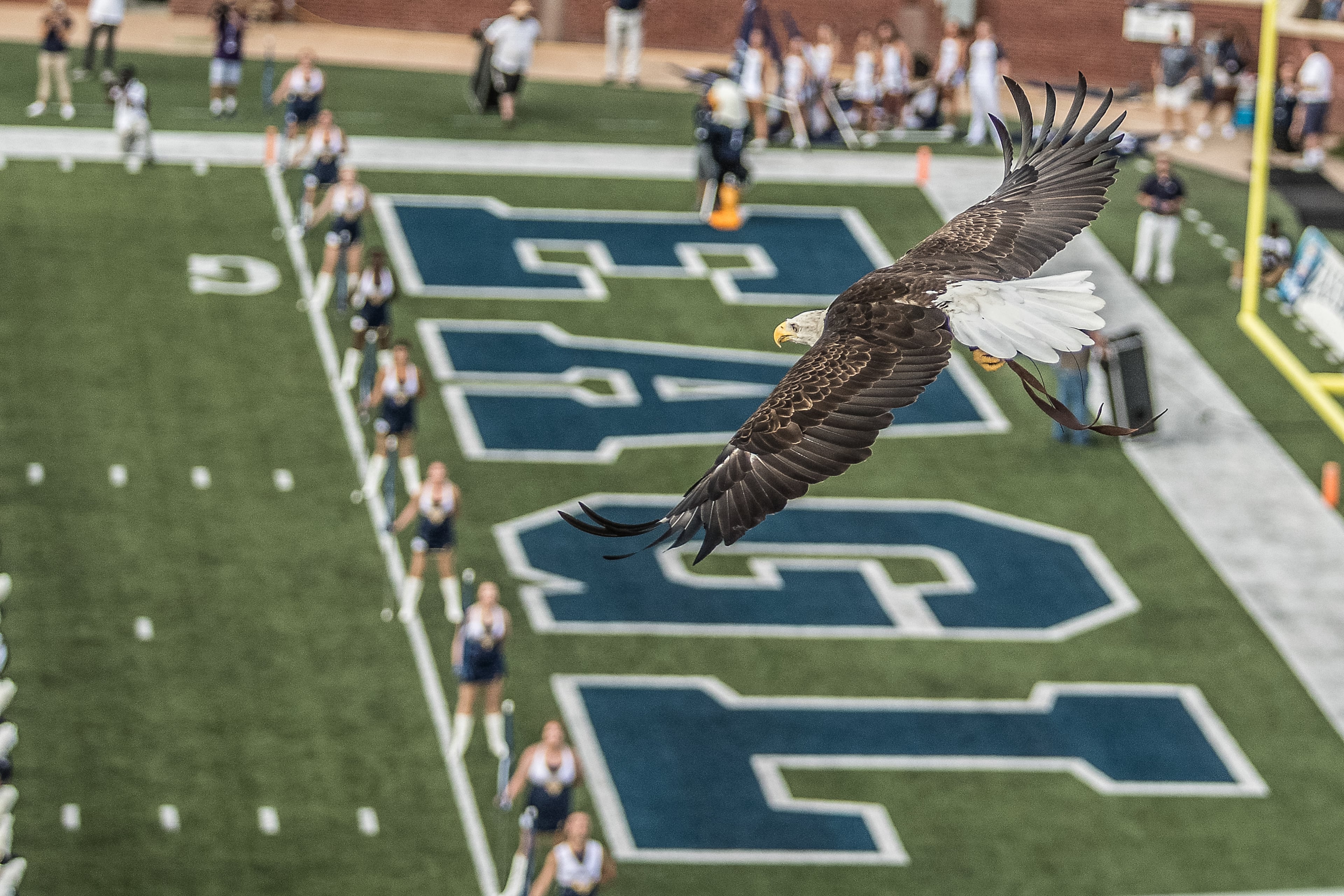 Freedom flew over the field as part of Georgia Southern's pregame football festivities from 2007 through 2024. (Courtesy of Georgia Southern University)