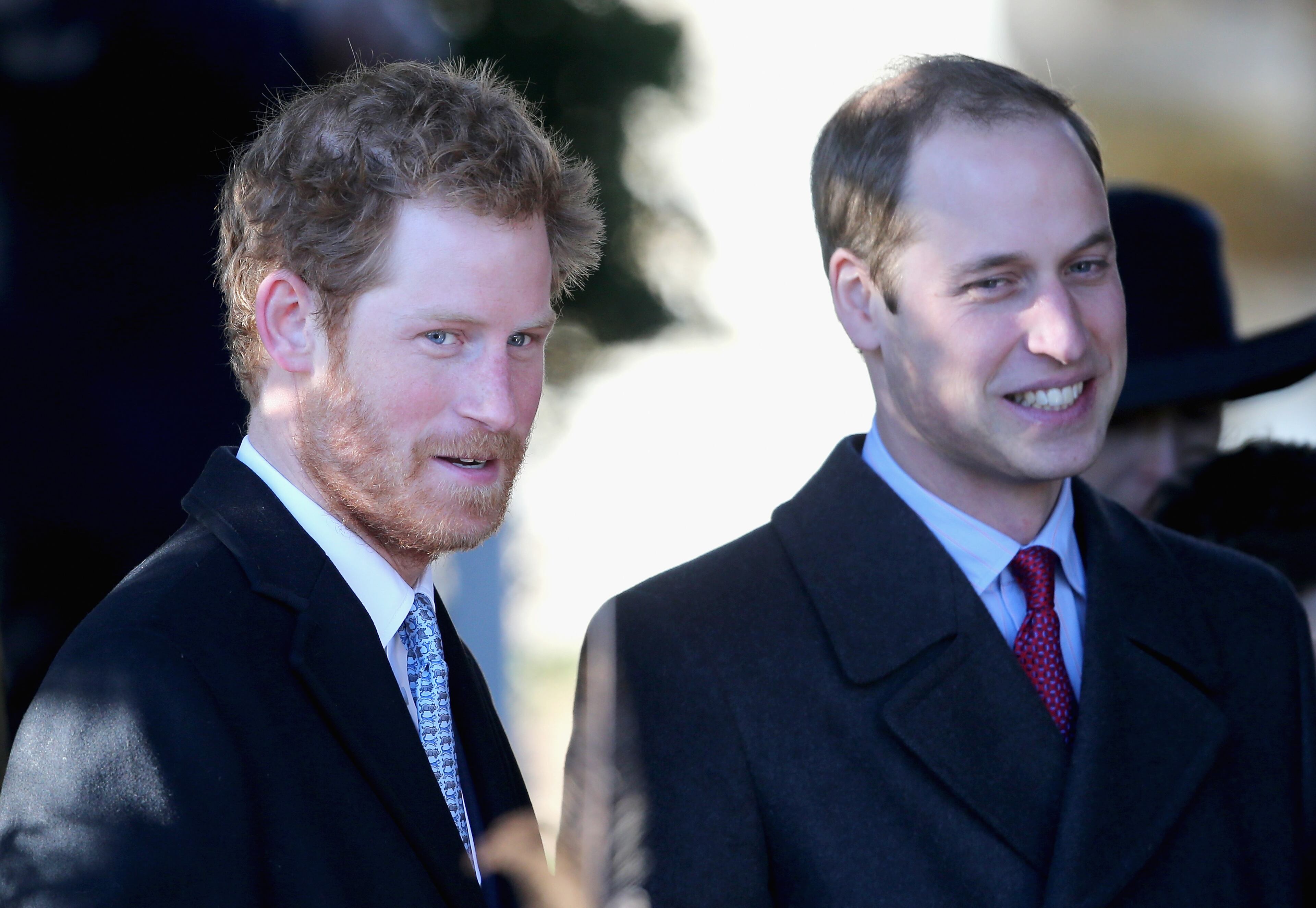 Prince William, Duke of Cambridge and Prince Harry leave the Christmas Day service at Sandringham on December 25, 2013 in King's Lynn, England. (Photo by Chris Jackson/Getty Images)