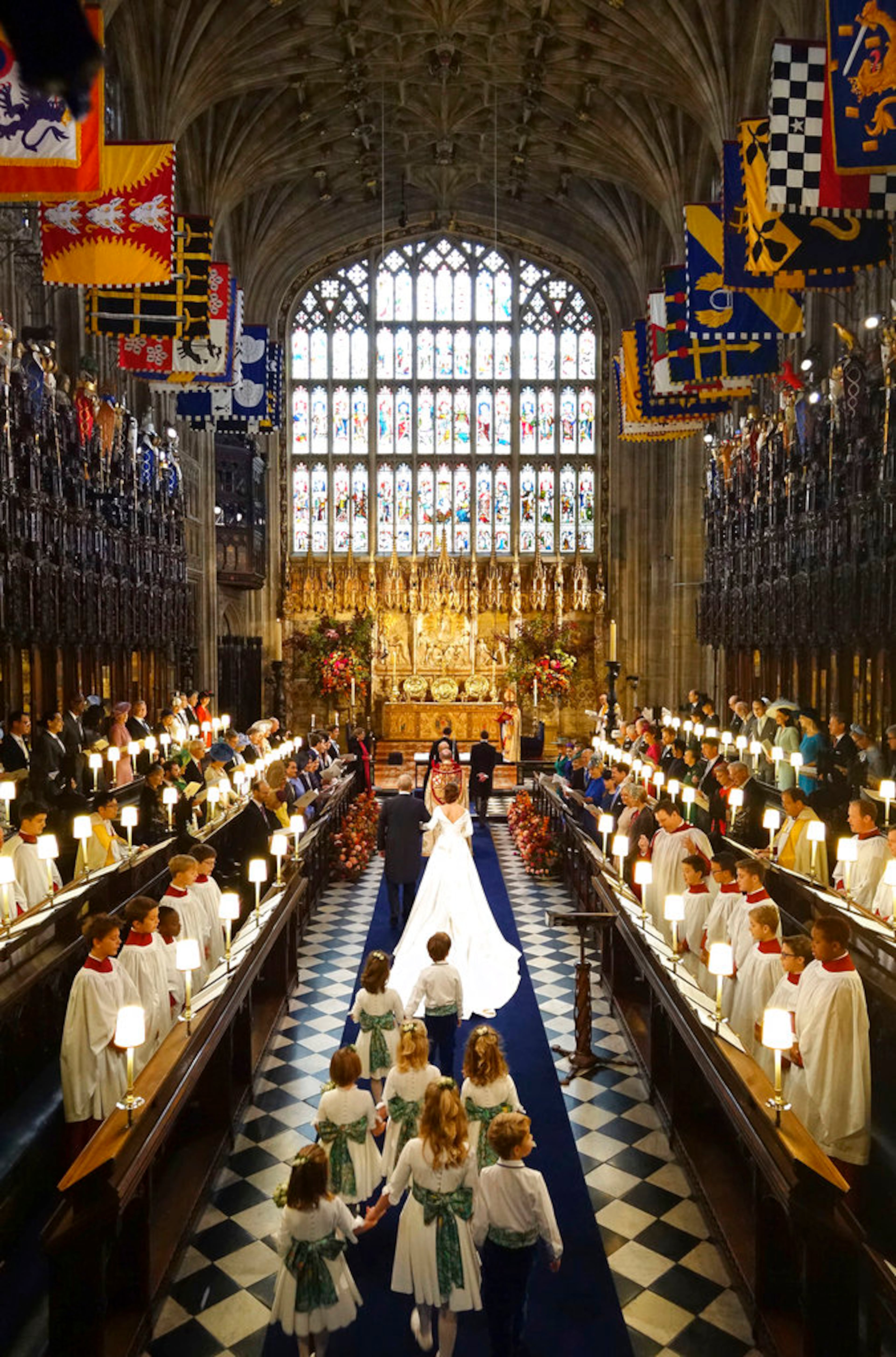 The wedding of Princess Eugenie of York and Jack Brooksbank in St Georgeâs Chapel, Windsor Castle, near London, England, Friday Oct. 12, 2018. (Jonathan Brady, Pool via AP)