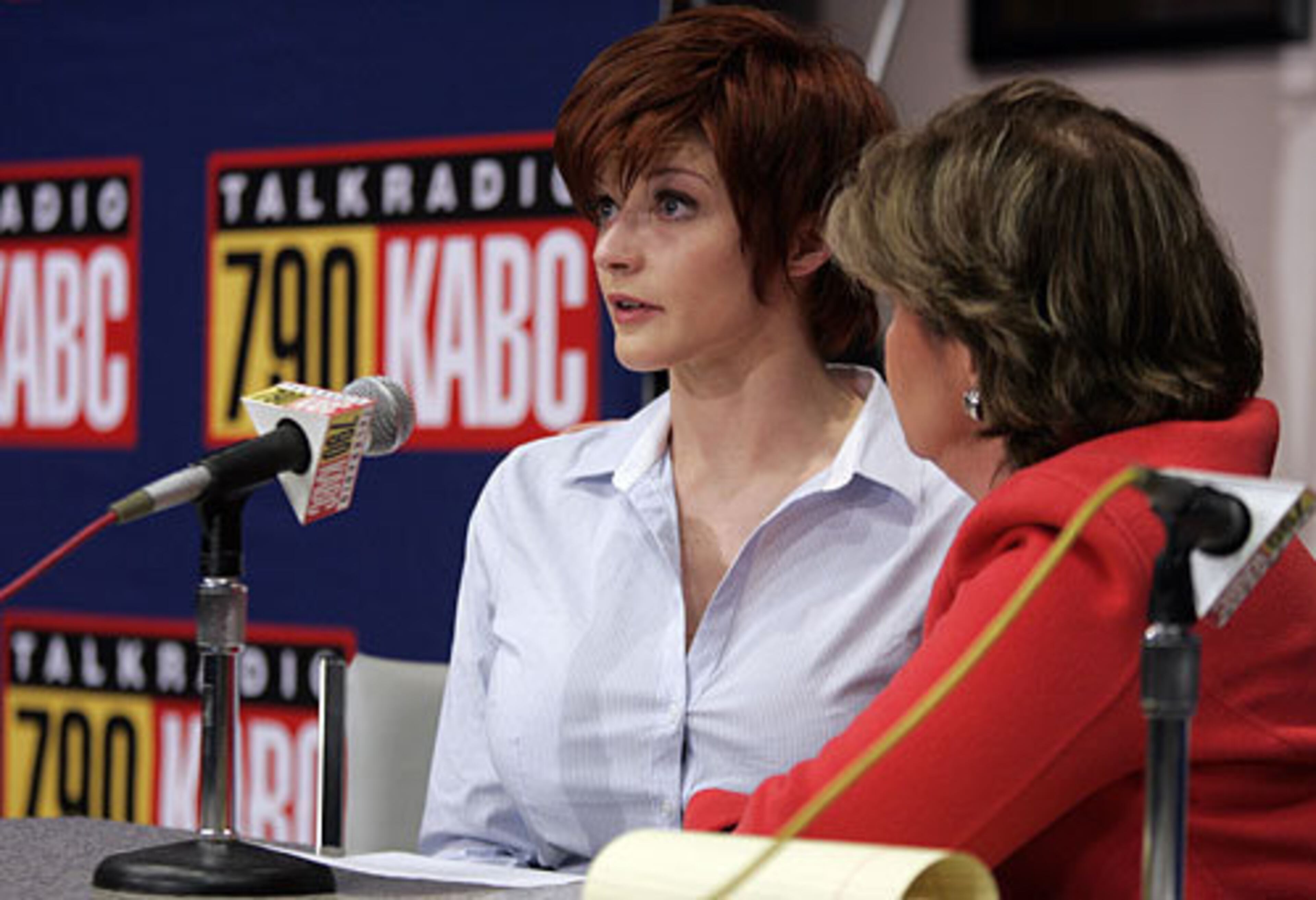 Veronica Siwik-Daniels (left) who performed in porn under the name of Joslyn James and claims to have had a three-year romantic relationship with golfer Tiger Woods, and her attorney Gloria Allred, hold a press conference in Los Angeles in reaction to Woods' apology.