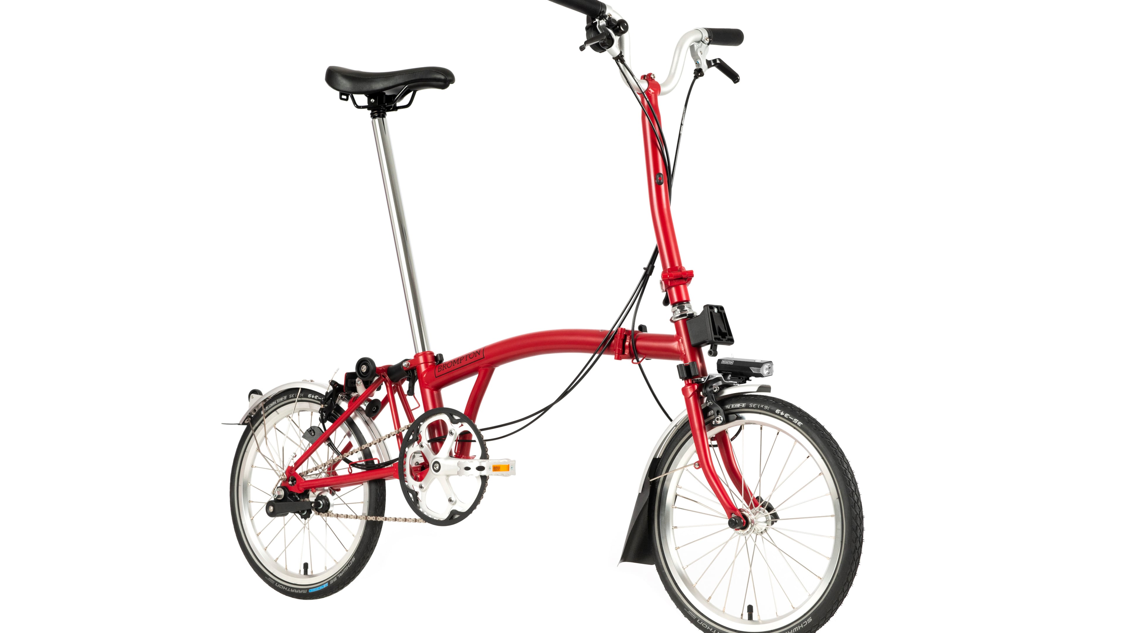 A Brompton foldable bike with six speeds is big on riding options and small on space.
(Courtesy of Brompton)