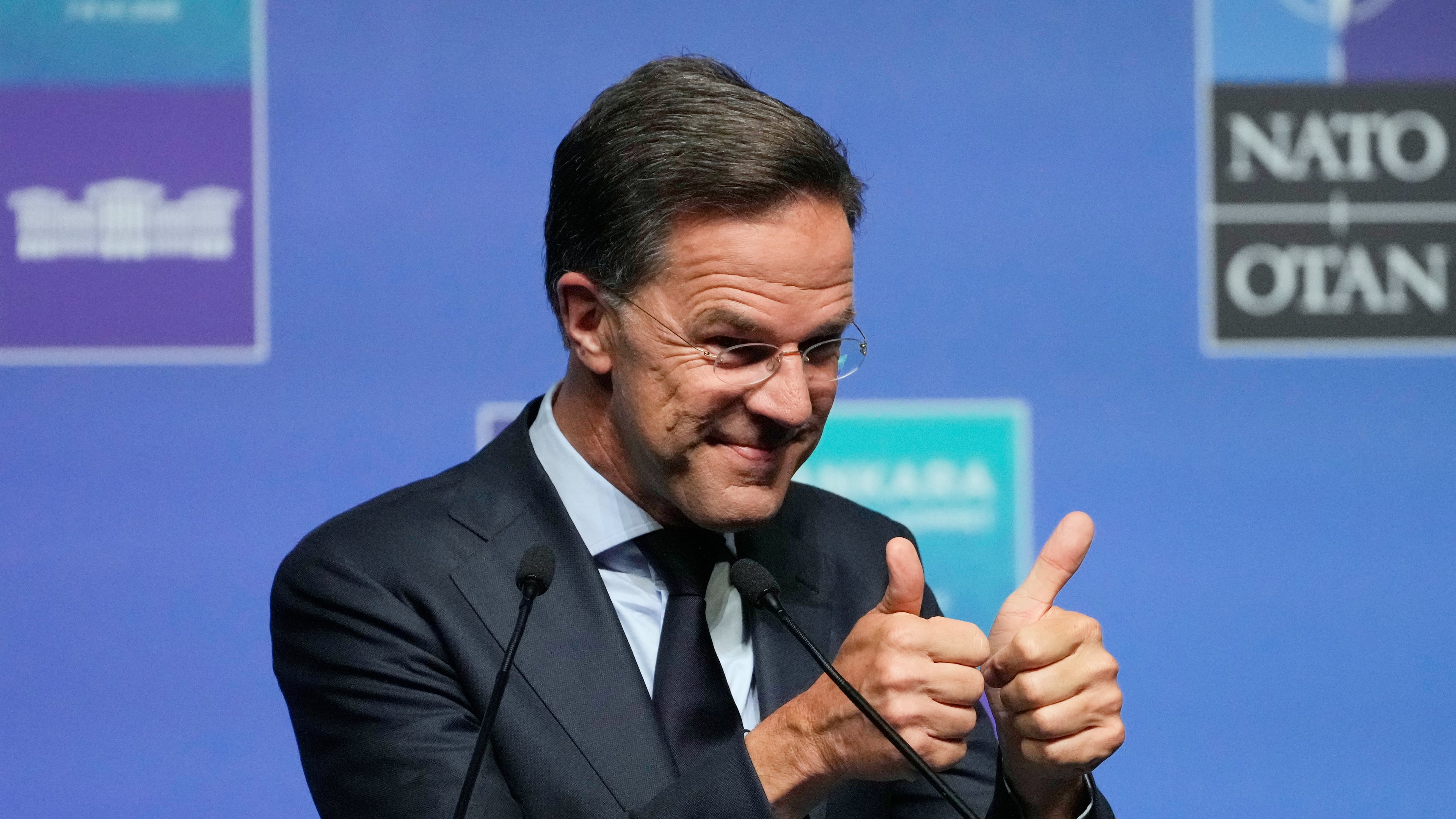 NATO Secretary General Mark Rutte speaks during a media conference at the International Media Center ahead of the NATO Summit in Ankara, Turkey, Monday, July 6, 2026. (AP Photo/Hussein Malla)