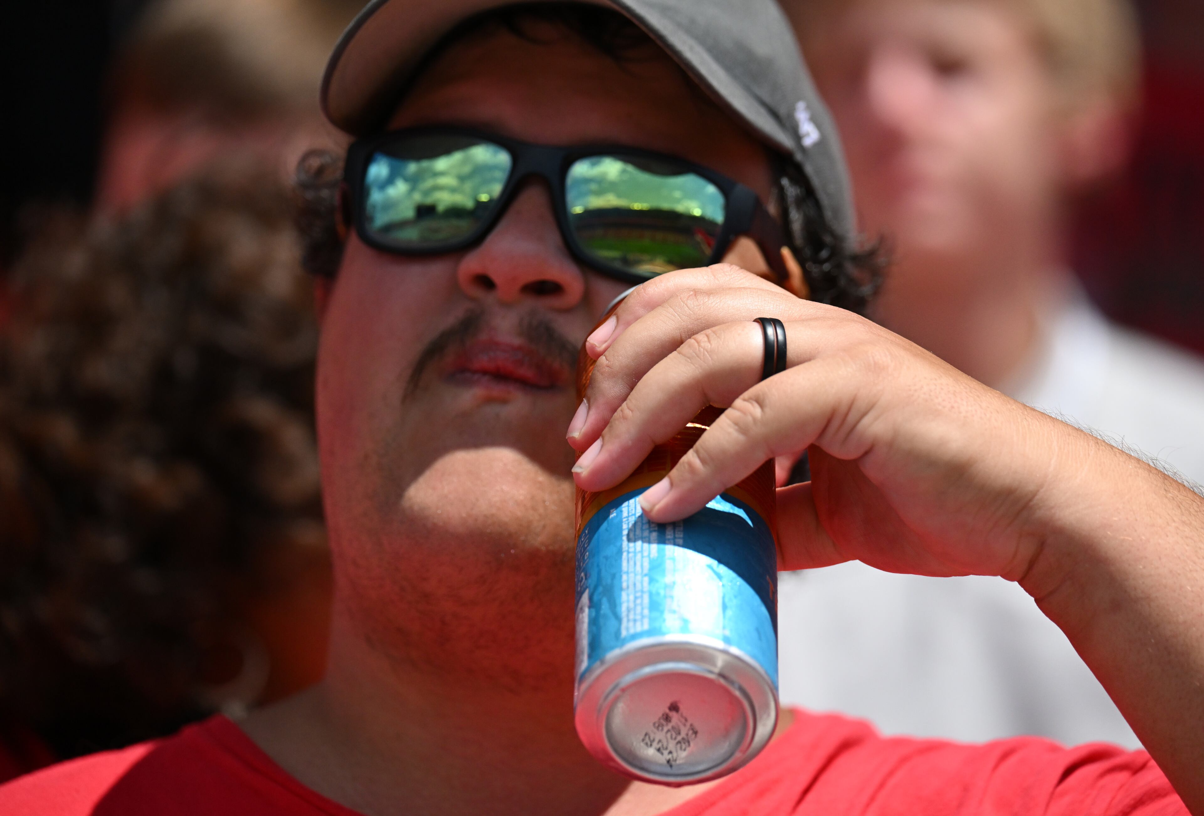 Eric Bardshaw drinks his beer before Georgia’s home opener against Tennessee Tech at Sanford Stadium, Saturday, September 9, 2024, in Athens. (Hyosub Shin / AJC)