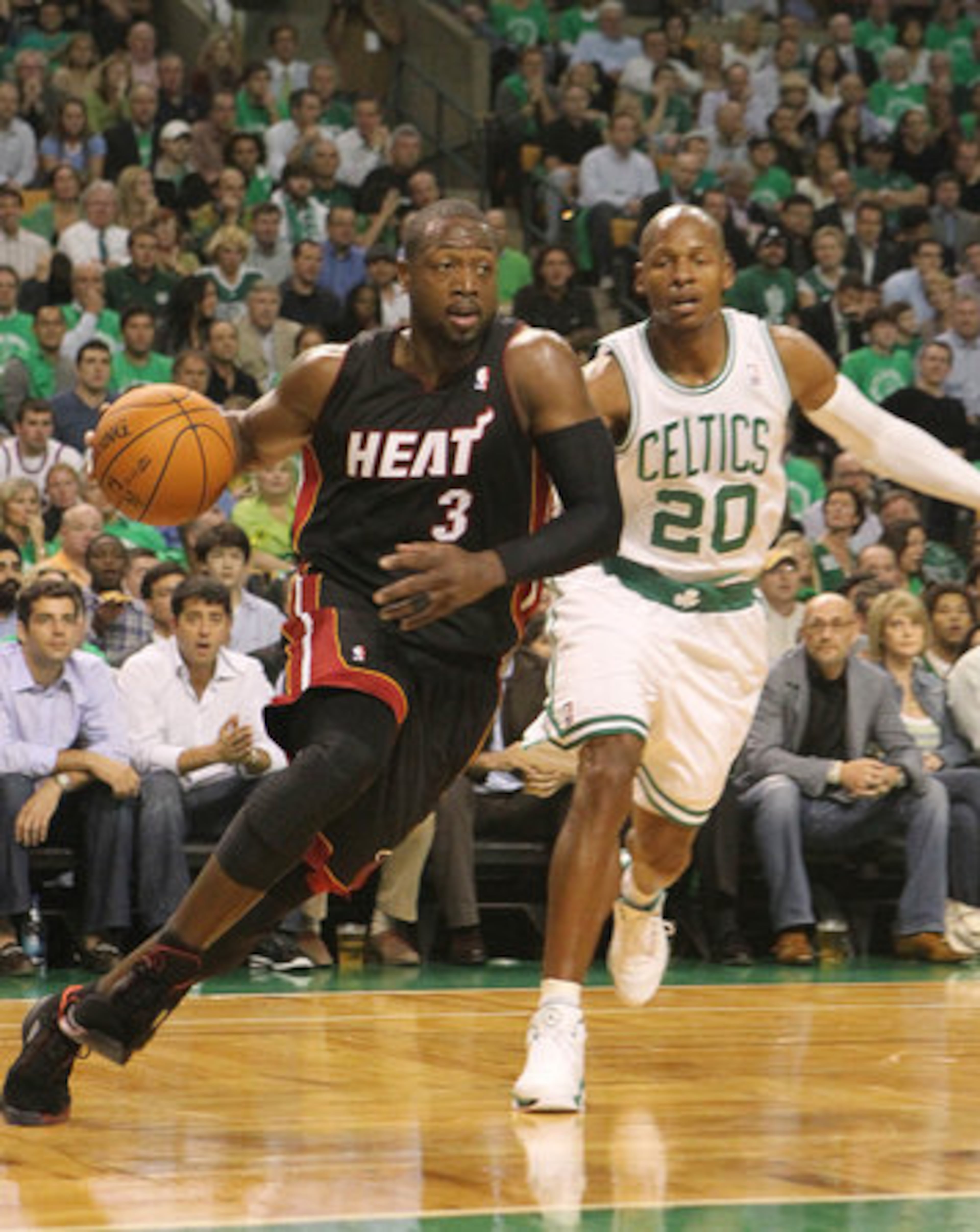 Ray Allen chases after Wade as he drives to the hoop. After the game, Wade tried to excuse his team's performance. "Sorry if everyone thought we were going to go 82 and 0. It just ain't happening," he said.