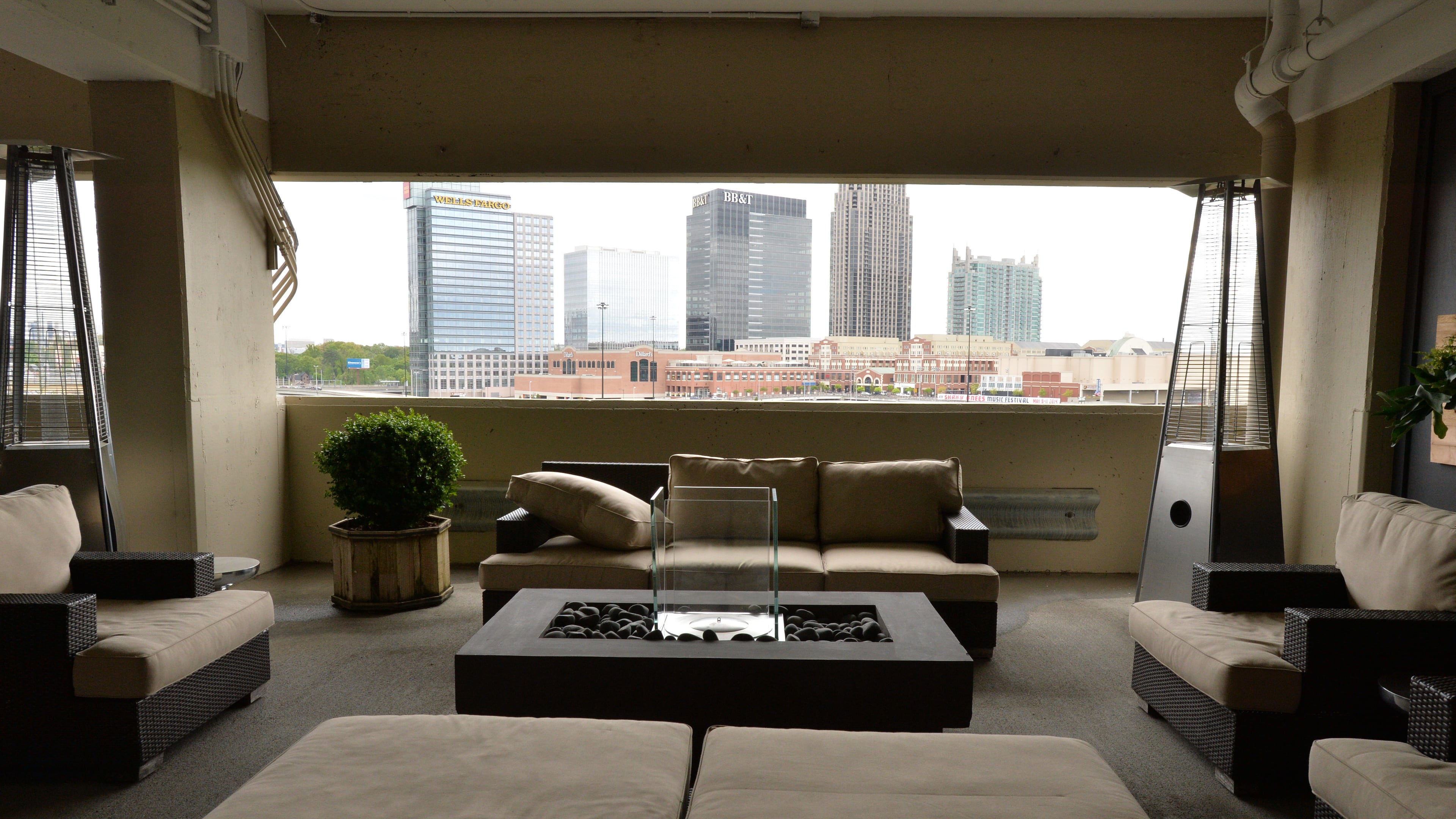 April 15, 2014 Atlanta - Picture shows common area on the 4th floor of SCAD Atlanta's parking garage, where three fully functional and fully furnished 135-square-foot SCADpad units are located, on Tuesday, April 15, 2014. Savannah College of Art and Design (SCAD) unveiled SCADpad, a unique micro-housing and adaptive reuse experiment that transformed the parking structure of its midtown Atlanta location into a sustainable community that proposes an answer to the world's growing urban housing challenges. HYOSUB SHIN / HSHIN@AJC.COM