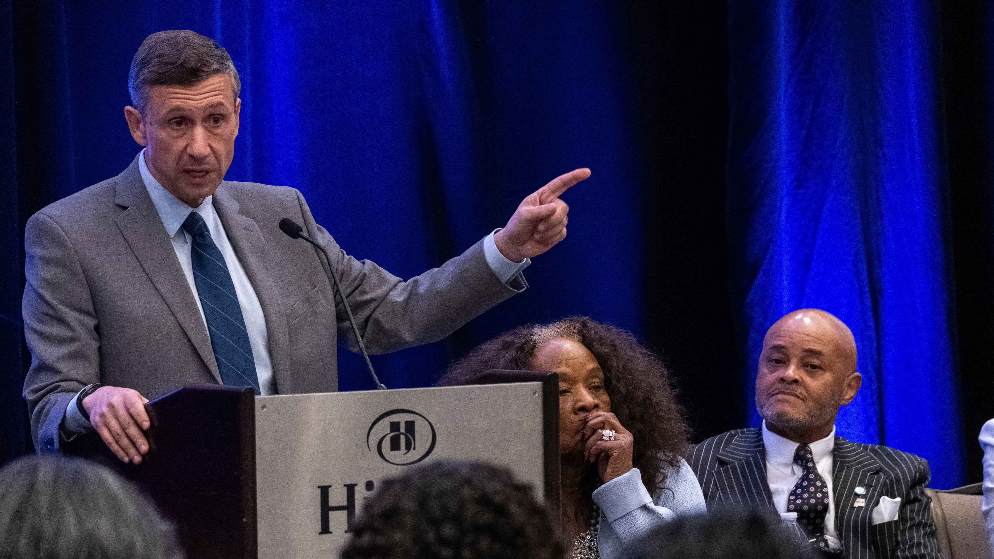 Democratic National Committee Chair Ken Martin speaks during the Black Caucus meeting as part of the DNC Summer Meeting, Thursday, Aug. 13, 2026, in Austin, Texas. (AP Photo/Joel Angel Juarez)