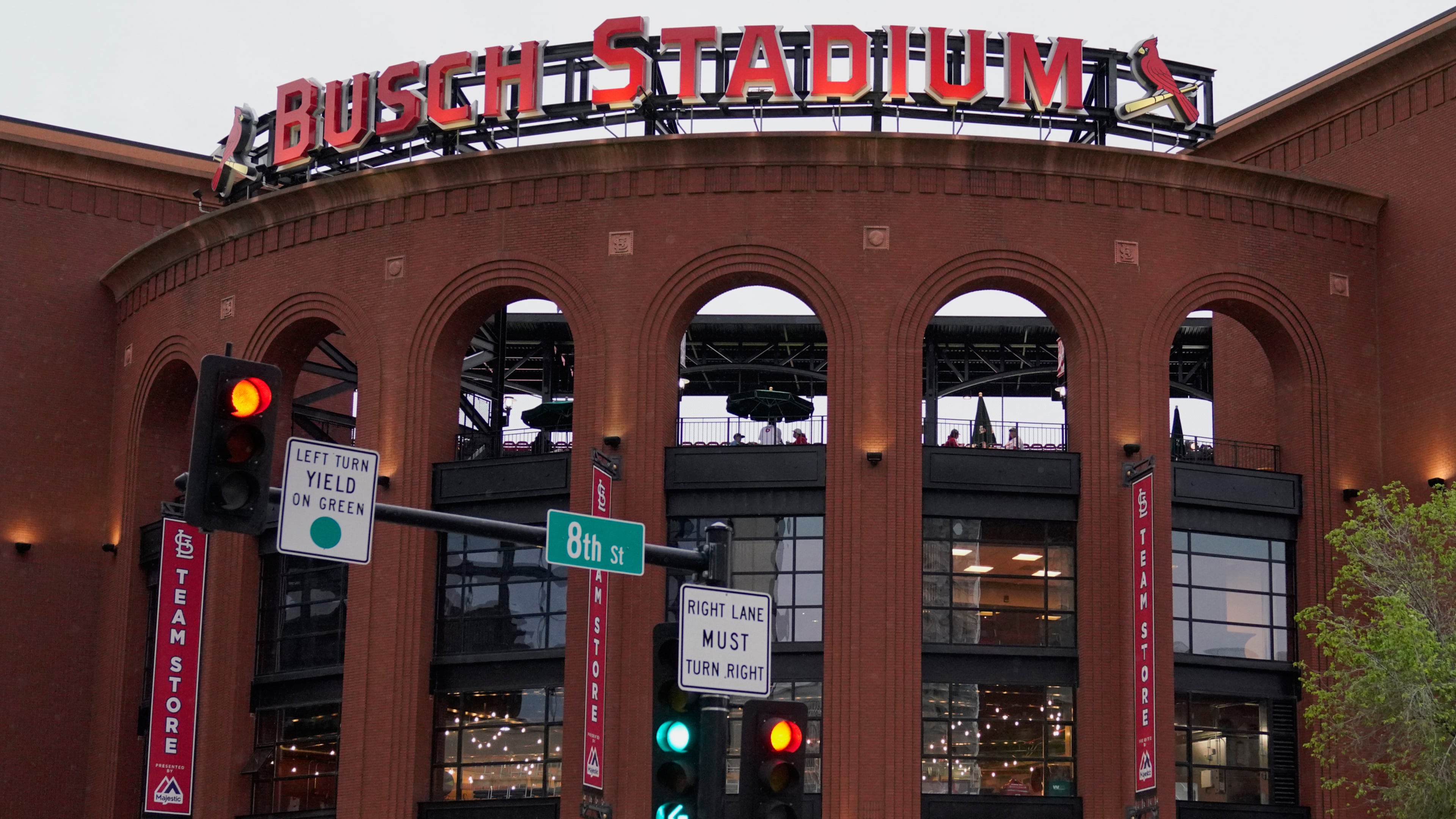FILE - The Busch Stadium is seen on May 4, 2021, in St. Louis. (AP Photo/Jeff Roberson, File)