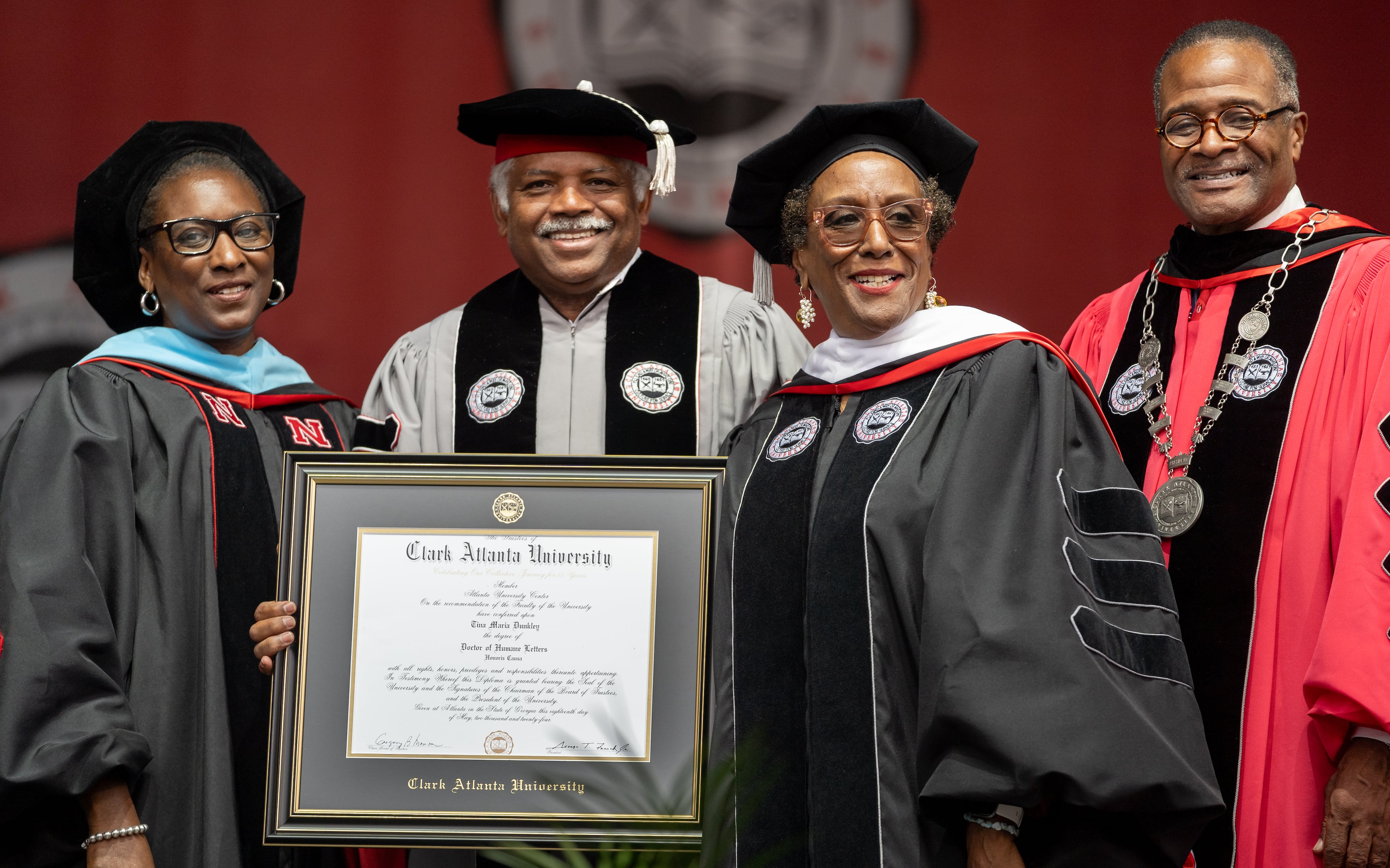 Graduates, faculty and family gather for the Clark Atlanta University 35th annual commencement convocation on Saturday, May 18, 2024. (Ben Hendren for The Atlanta Journal-Constitution)