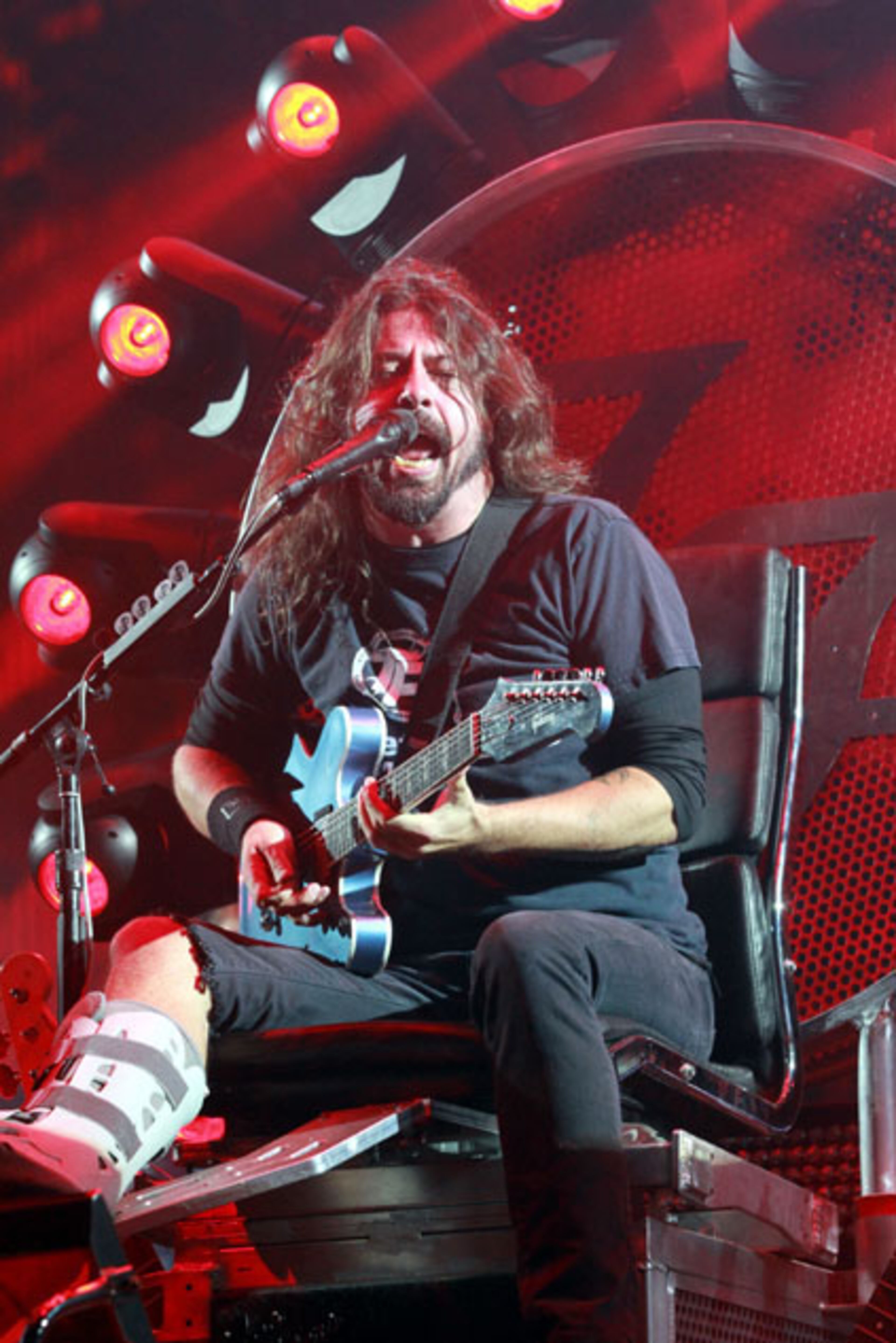 Dave Grohl and the Foo Fighters packed over 20,000 fans into sold out Centennial Olympic Park Sunday night, October 4, 2015, with Gary Clark, Jr. opening the show. The light rain couldn't dampen the energy and spirit of the huge crowd. Grohl, who broke his leg while performing in Sweden in June, rocked out in a motorized throne, which was equipped with lights and carried numerous guitars. Robb D. Cohen/ RobbsPhotos.com