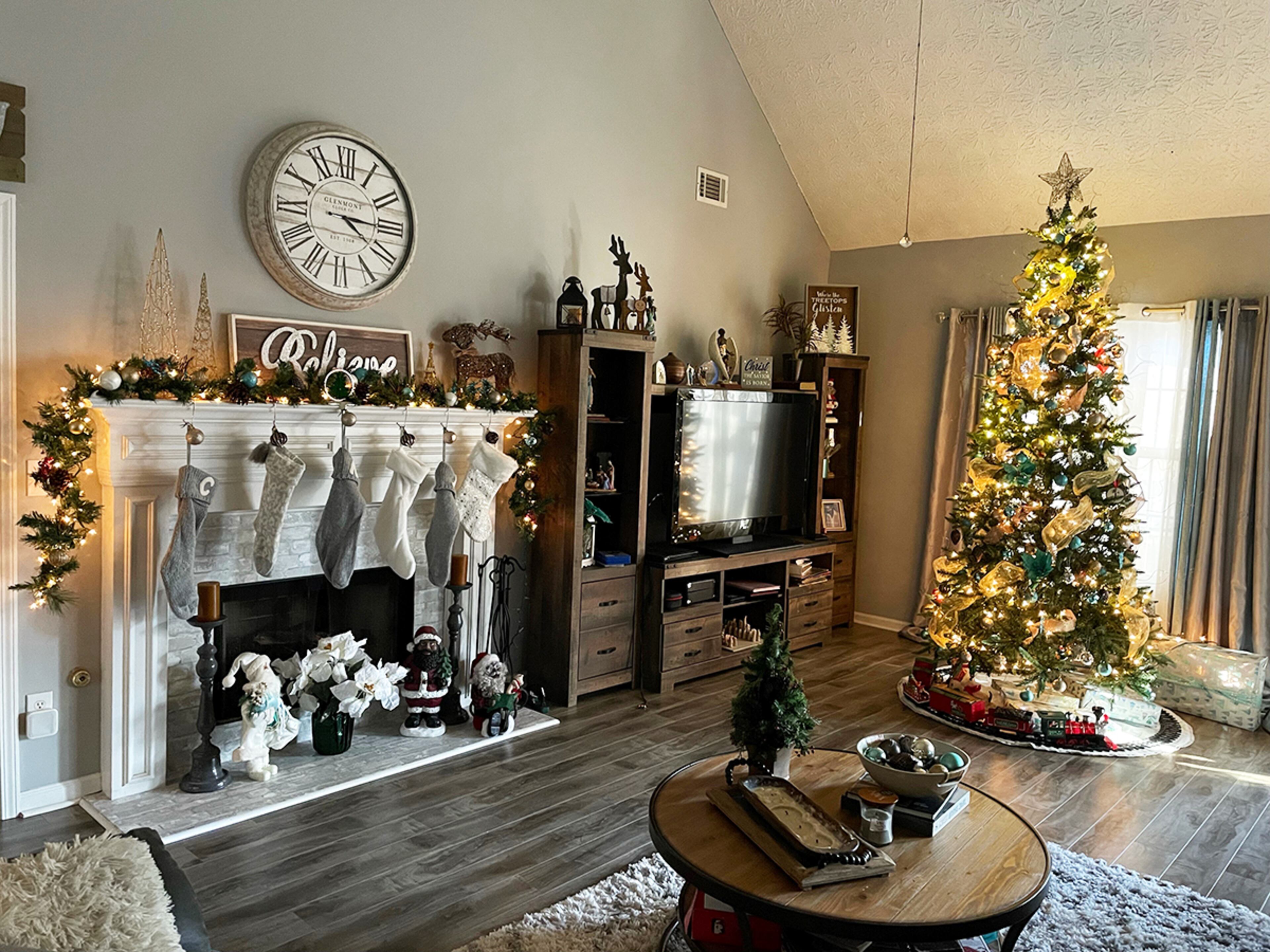 In Lawrenceville, Tonya James says she loves to coordinate the family's Christmas decor. "We have all kinds of ornaments on the tree. I have ornaments from all three children that date as far back as 1993. I have also incorporated my husband’s love of his Dallas cowboys football team, lol. I absolutely love the season."