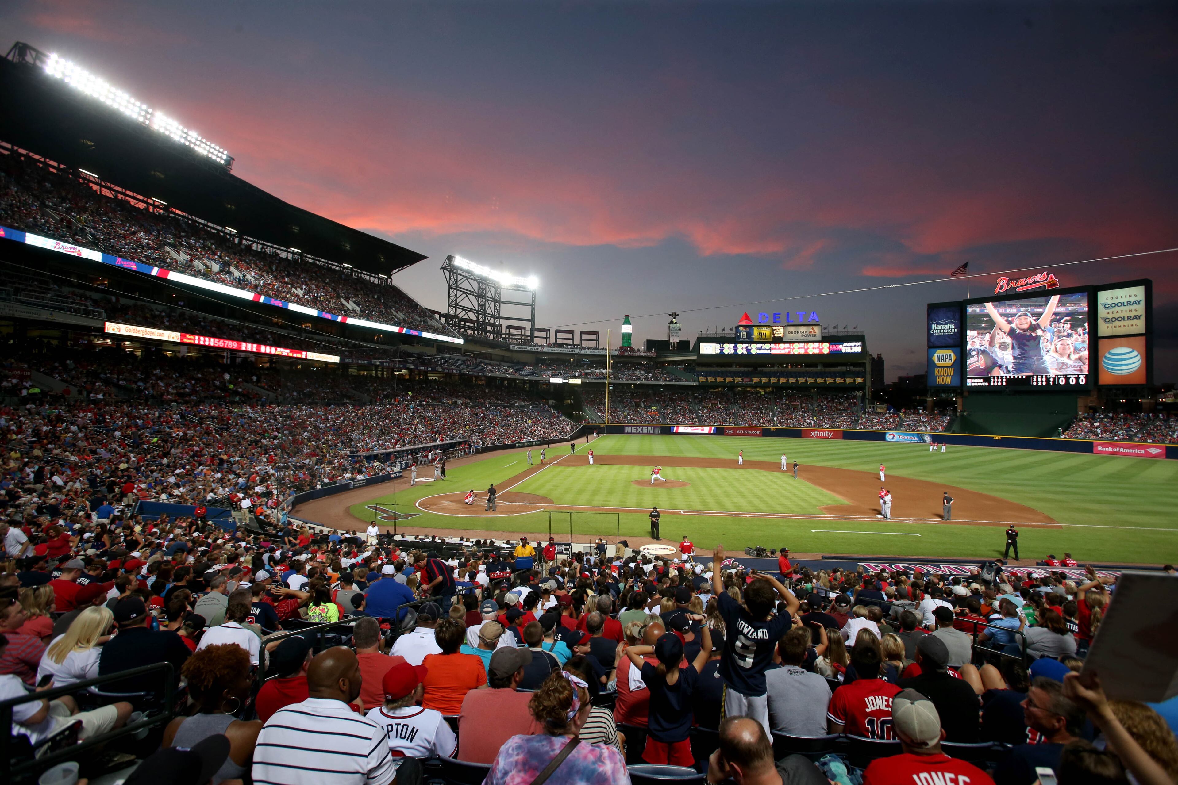 Braves relief pitcher Alex Wood delivers a pitch as the sun sets in the fifth inning of their game against the Cincinnati Reds at Turner Field Friday night in Atlanta, Ga., July 12, 2013. The Reds defeated the Braves 4-2. This is the second of a four game series versus the Cincinnati Reds. JASON GETZ / JGETZ@AJC.COM