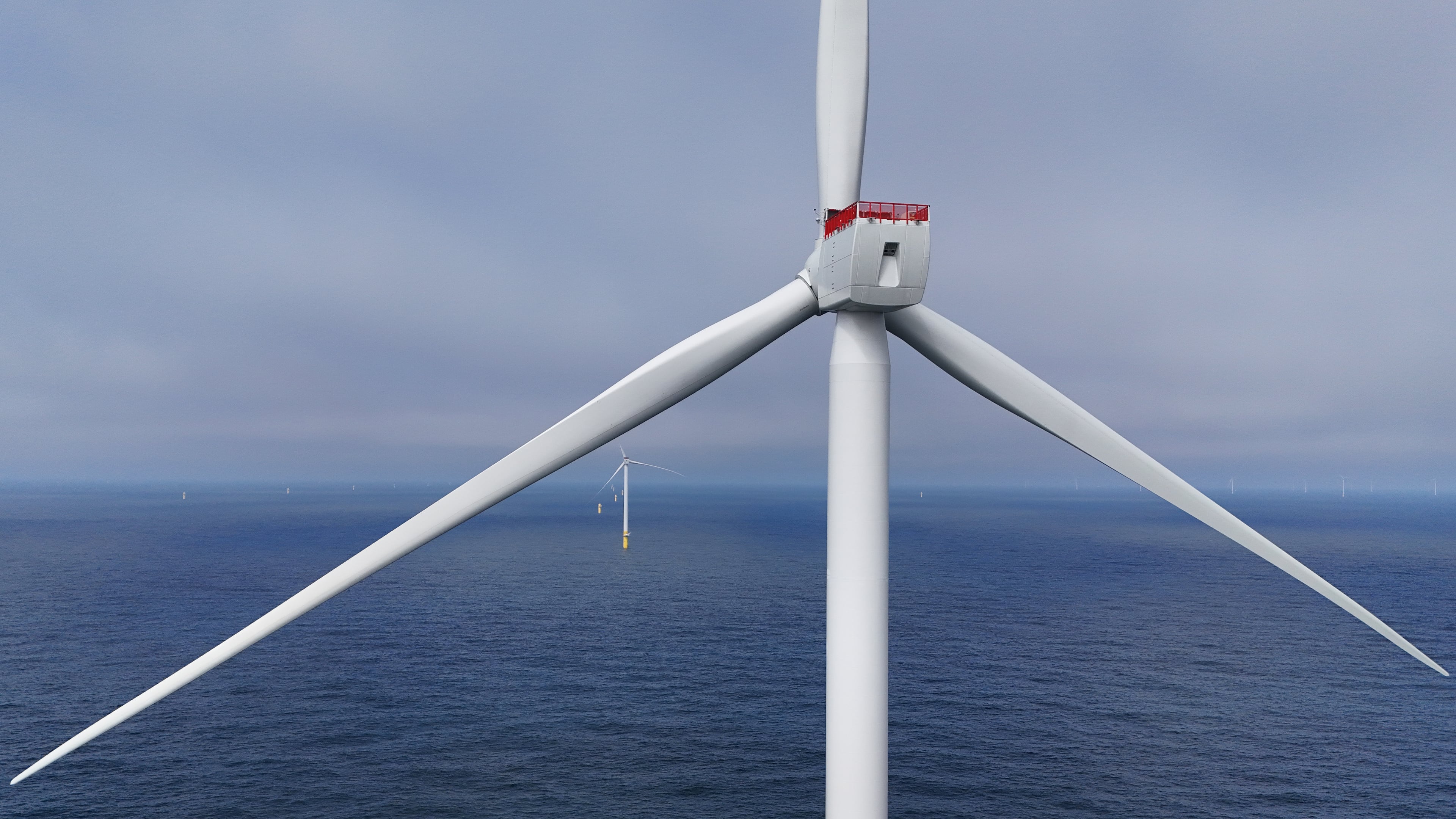 Turbines are visible at Sunrise Wind offshore wind farm that is under construction off the coast of Montauk Point, New York, Thursday, April 23, 2026. (AP Photo/Joshua A. Bickel)