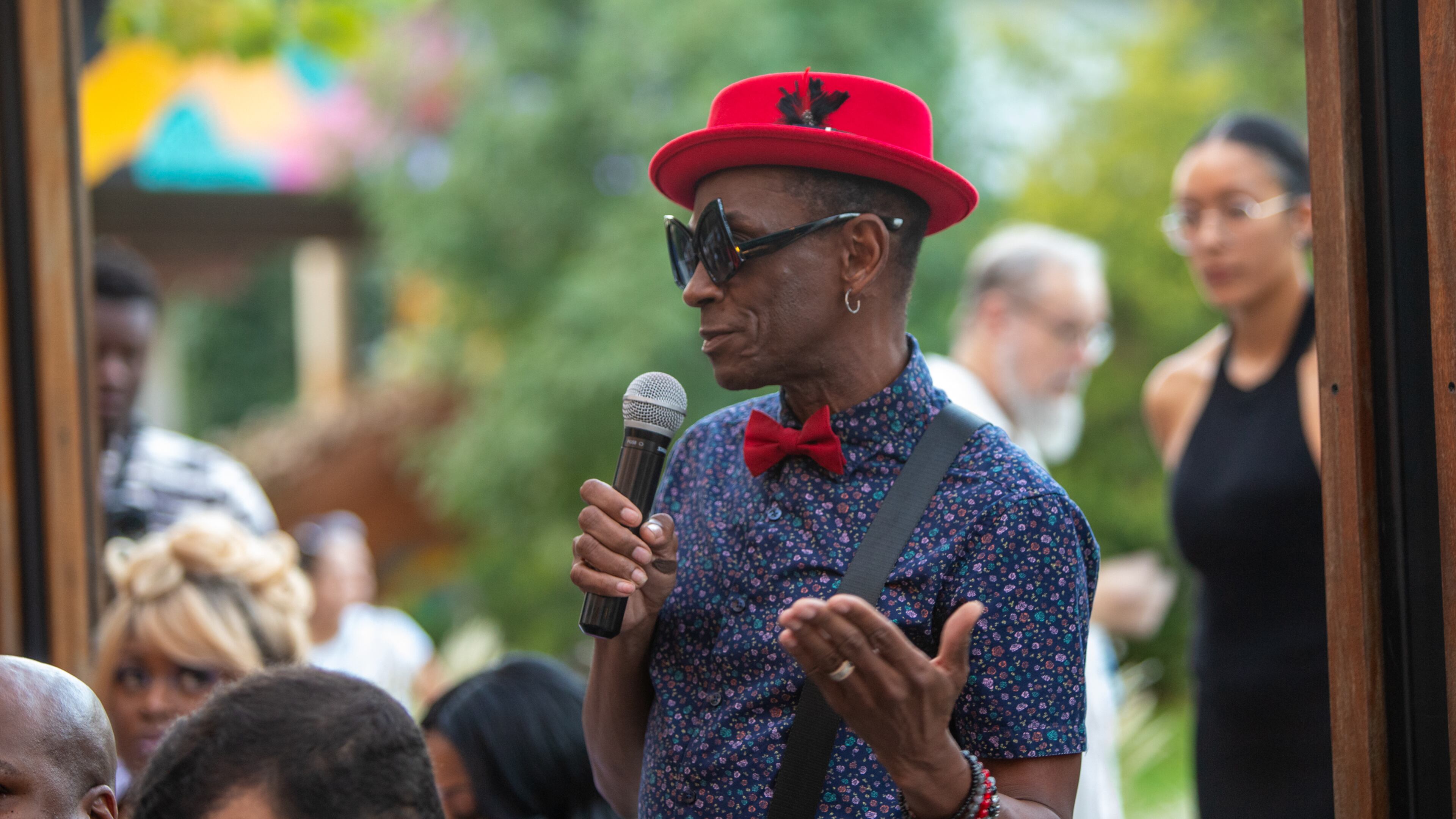 Fulton County officials, organizers and media, including tv personality Dejavu Williams, gather at One Flew South on the Beltline on Thursday, Aug 31 to introduce fashion designers in the FACES of Fashion Art and Fashion Gala that will take place on Sept 16. The collaboration is working to make Atlanta part of the national and international fashion scene. (Jenni Girtman for The Atlanta Journal-Constitution)