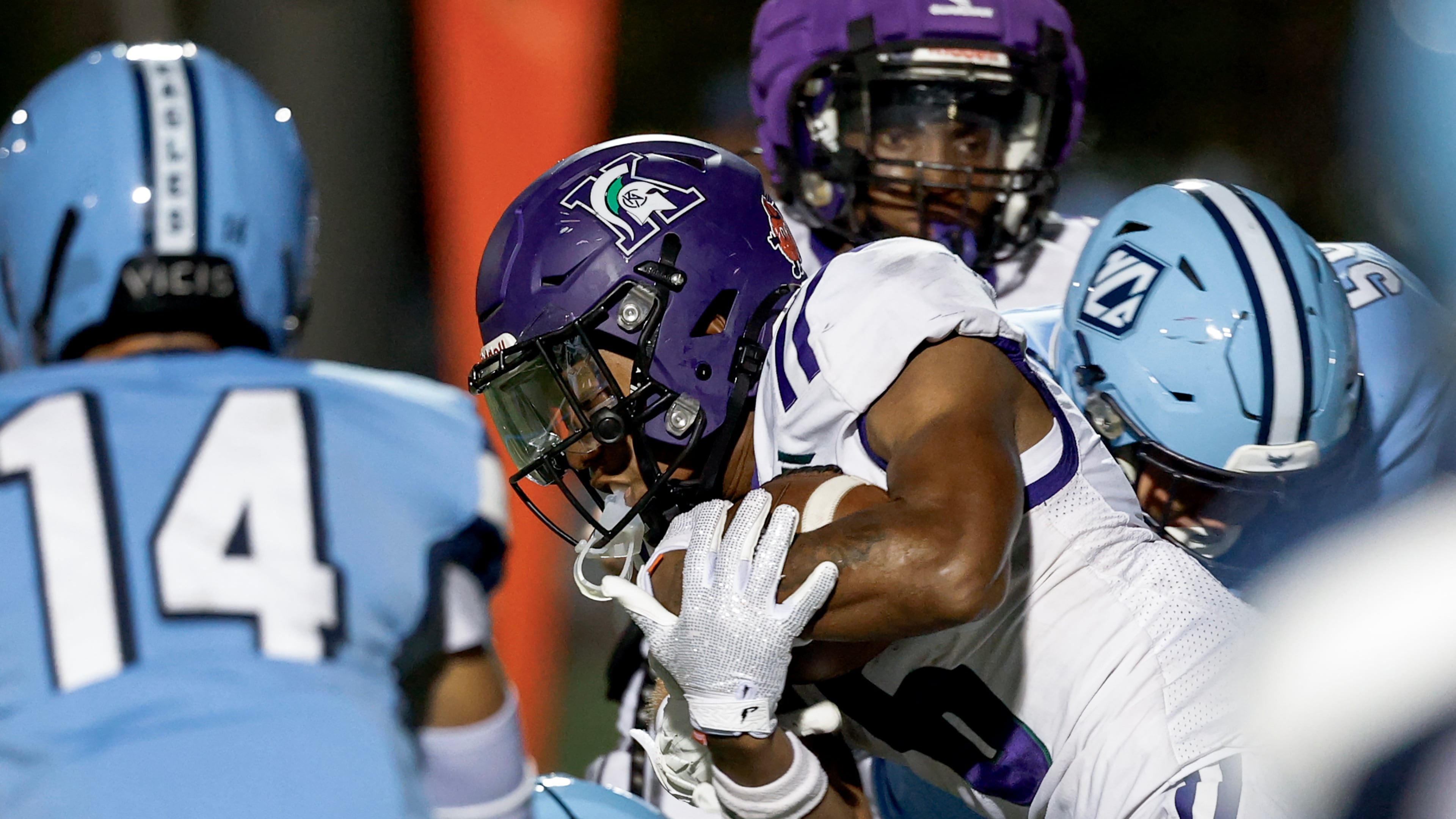 KIPP Atlanta's Malachi Heard (6) rushes against North Cobb Christian during the first half of high school football game between KIPP Atlanta and North Cobb Christian, Friday, Oct. 2, 2026, in Kennesaw, Ga. (Erik S. Lesser for the AJC)