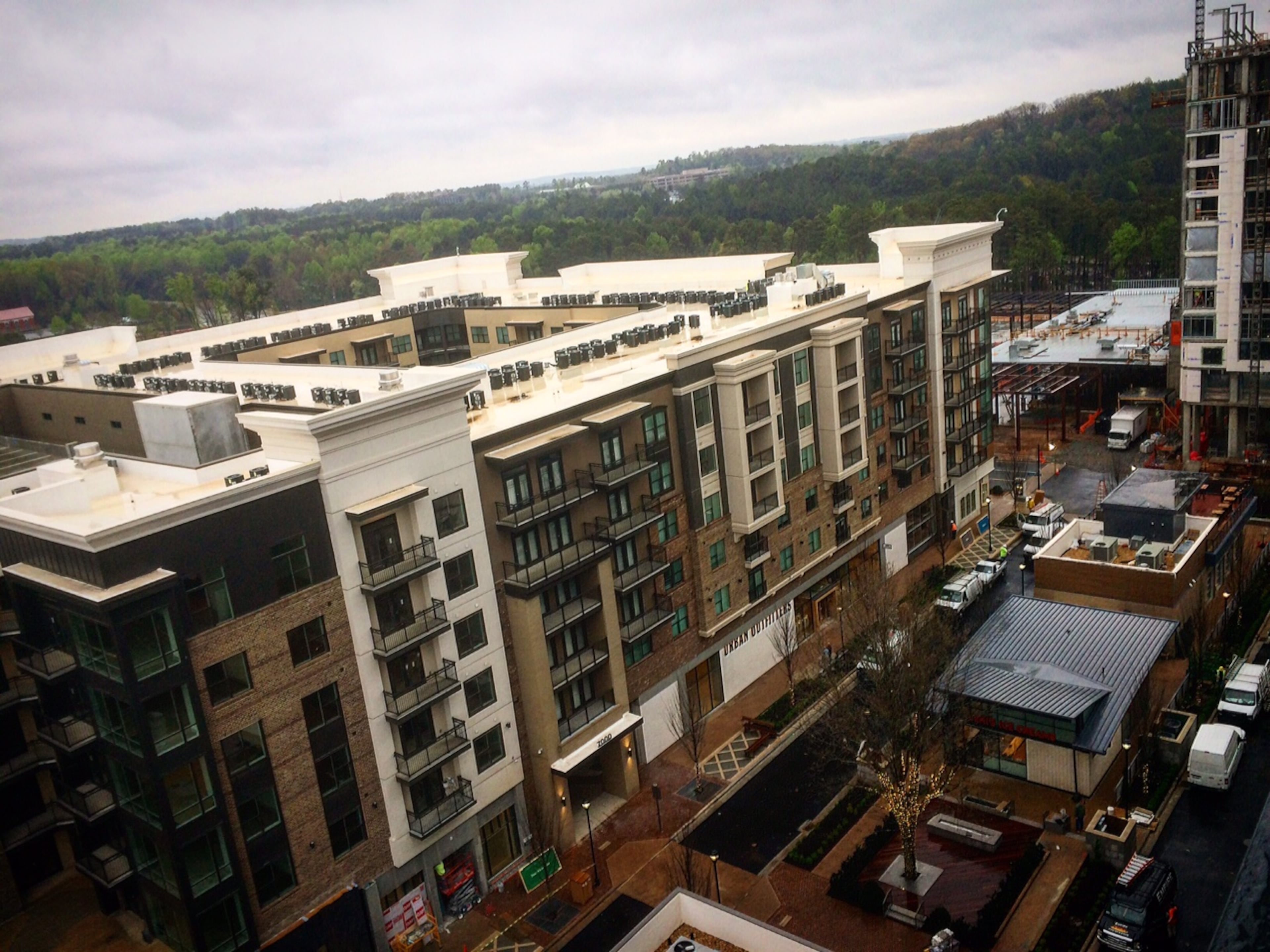 A look down on Avalon's expansion from the top floor of a nine-story office building, where Microsoft and other businesses will have offices.