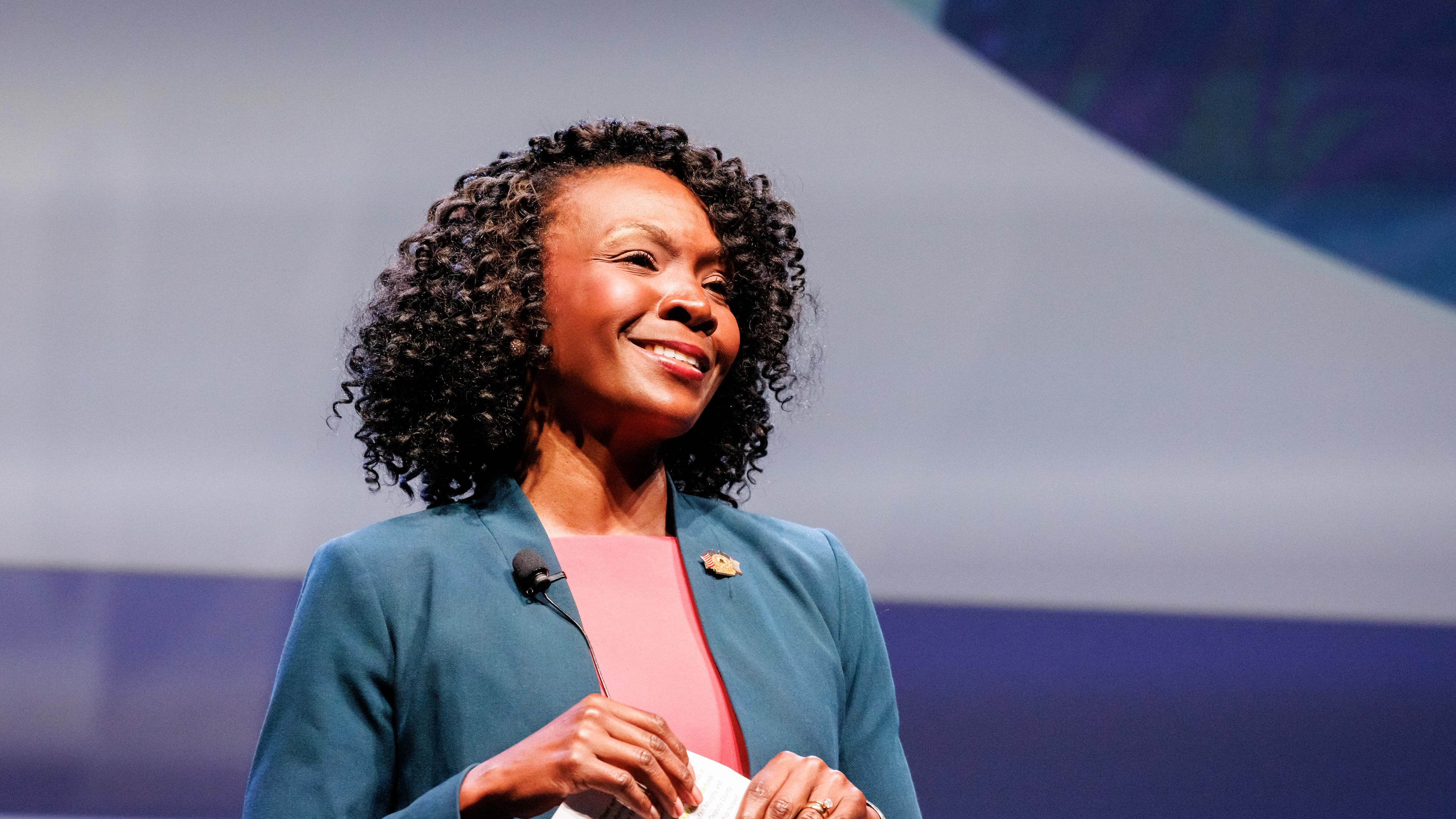 Cobb Chairwoman Lisa Cupid delivers her annual state of the county address to the Cobb Chamber for its Marquee Monday event. (Photo by Karl L. Moore, provided by the Cobb Chamber)