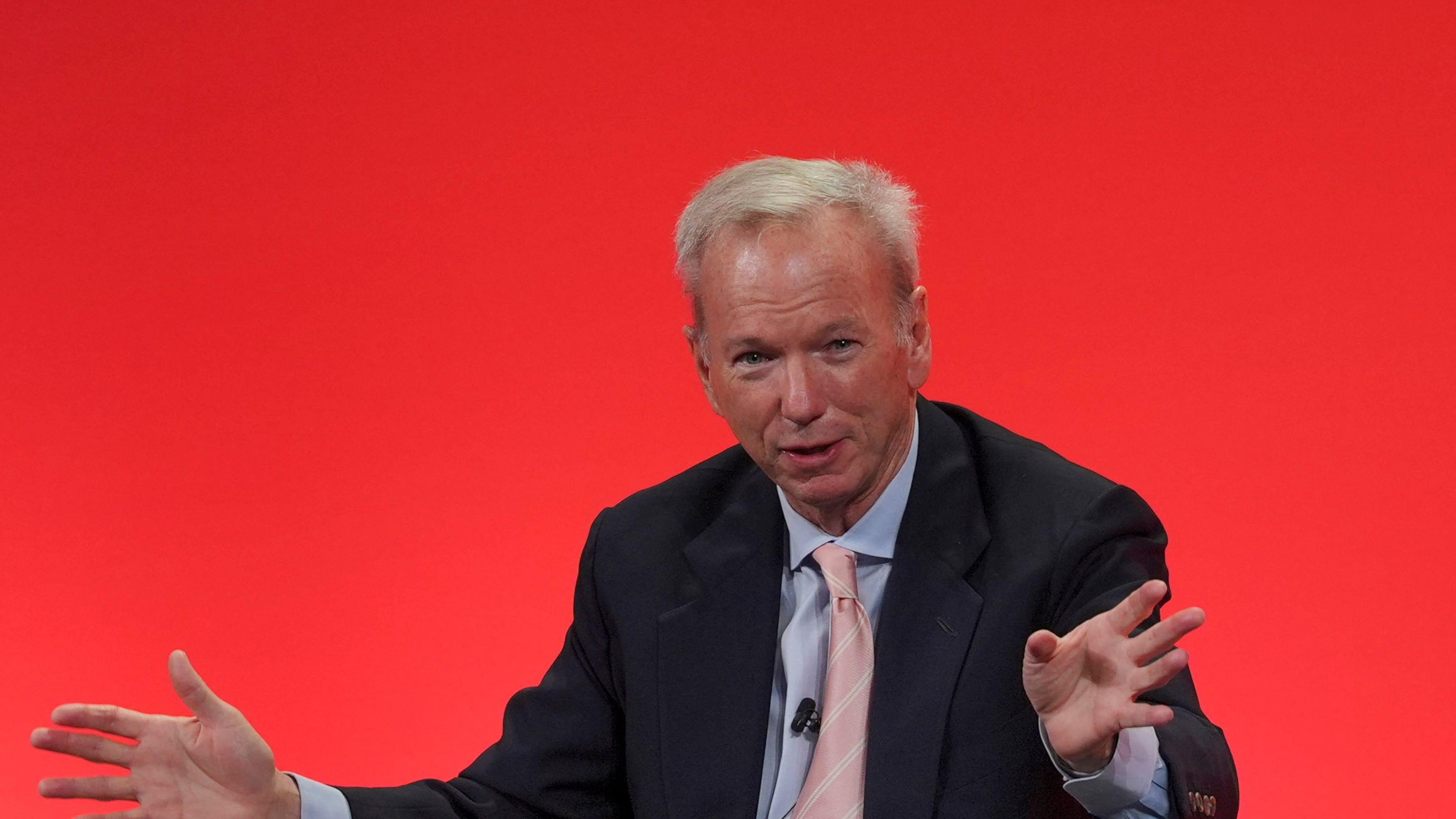FILE - Former CEO of Google, Eric Schmidt speaks during the International Investment Summit in London, Oct. 14, 2024. (Jonathan Brady/Pool Photo via AP)