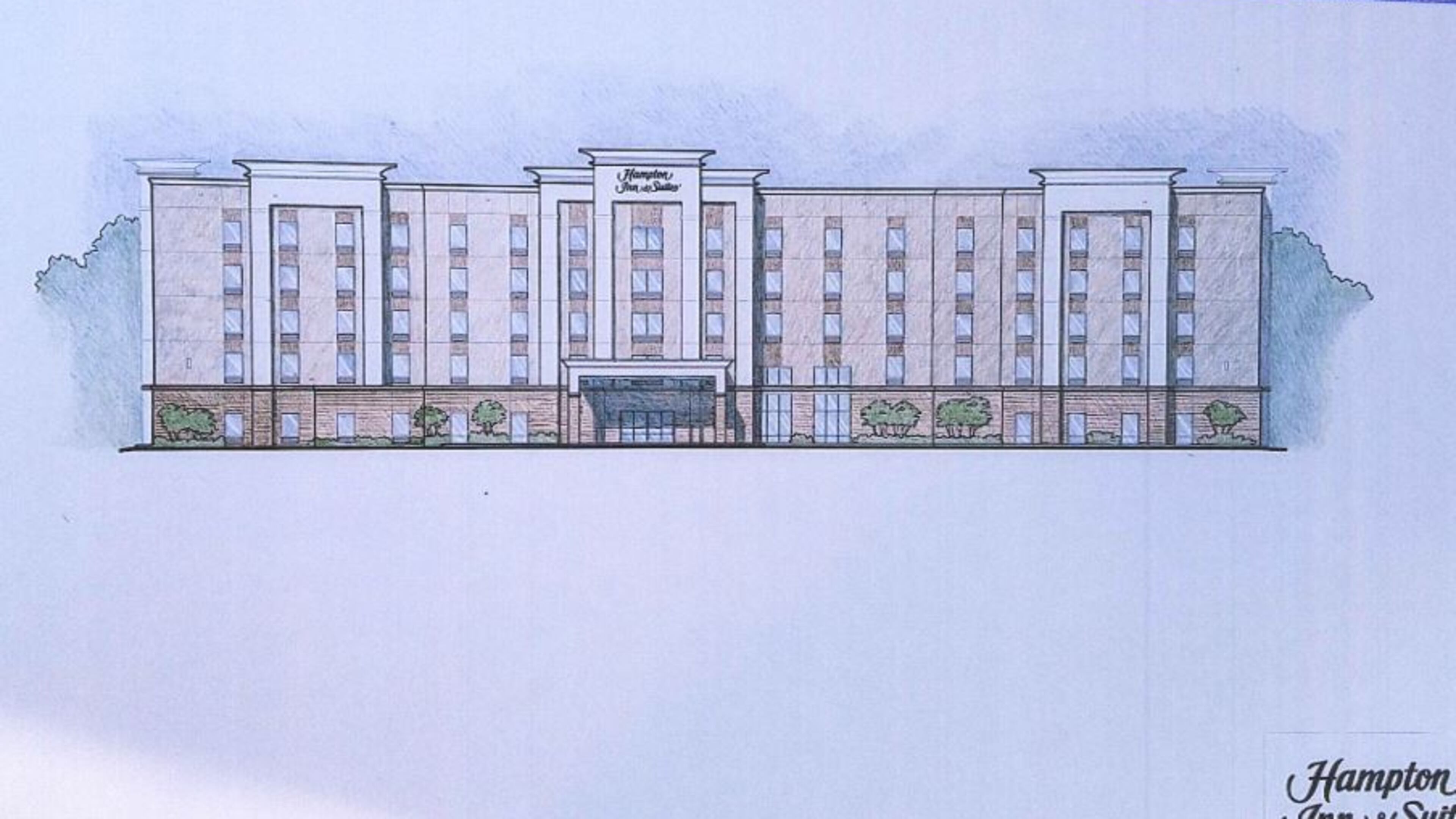 A five-story Hampton Inn and Suites has been proposed as part of the Park Place shopping center at the intersection of Ga. 124 and Pharrs Road.
