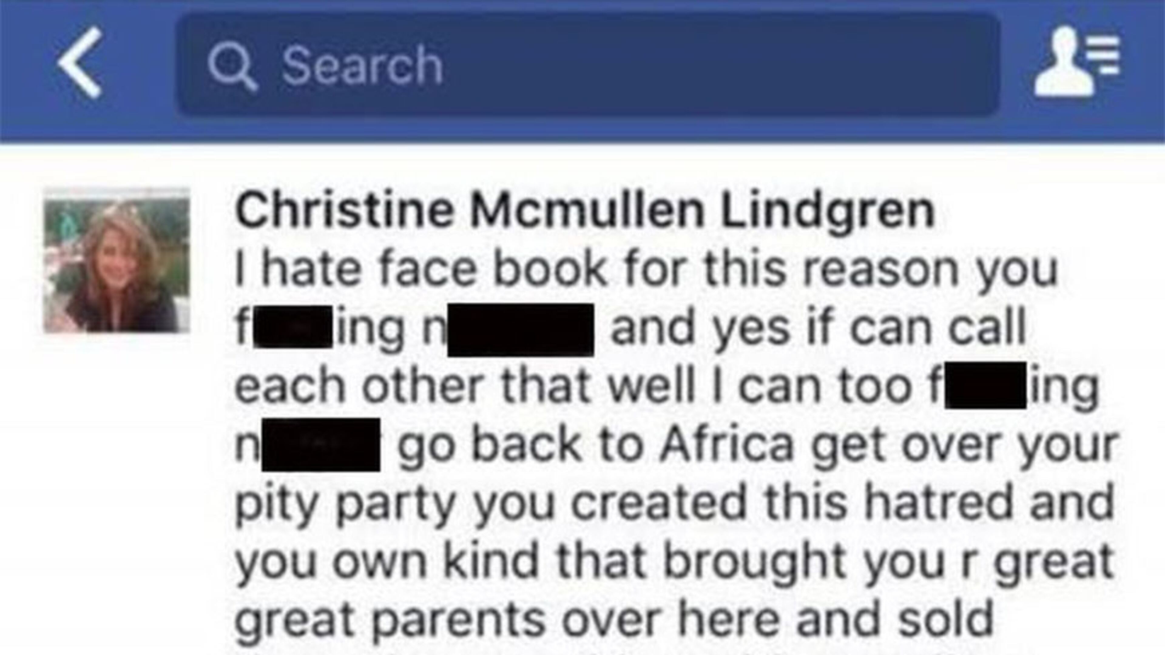 Bank of America has fired Christine McMullen Lindgren, an Atlanta-based employee, because of her expletive-laced Facebook posting that trashed black people. (Photo: Facebook screen grab)