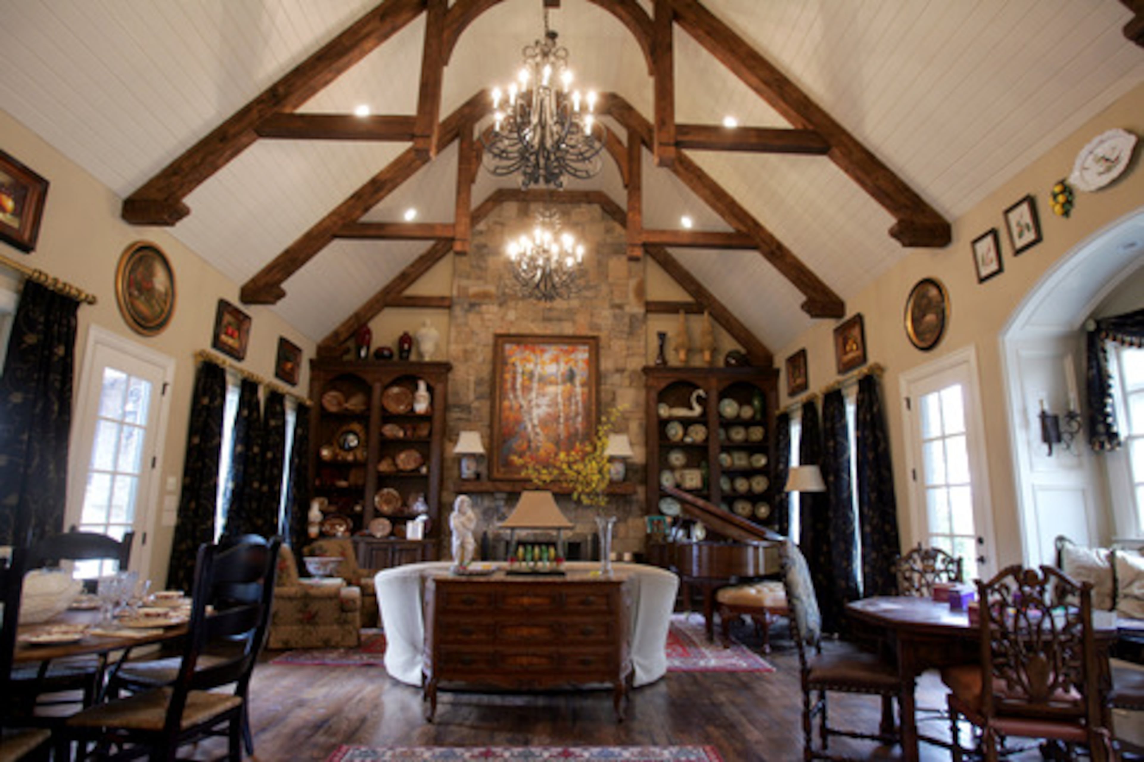 The keeping room of Canton Place, built by Rosen Custom Homes, was designed by Bennett & Brandi. This is one of three estate homes on the Roswell Woman's Club Showcase Homes tour. The multimillion dollar homes, which average about 10,000 square feet, were furnished by a team of 40 designers. The tour includes cooking demonstrations, wine tastings and designer tips.