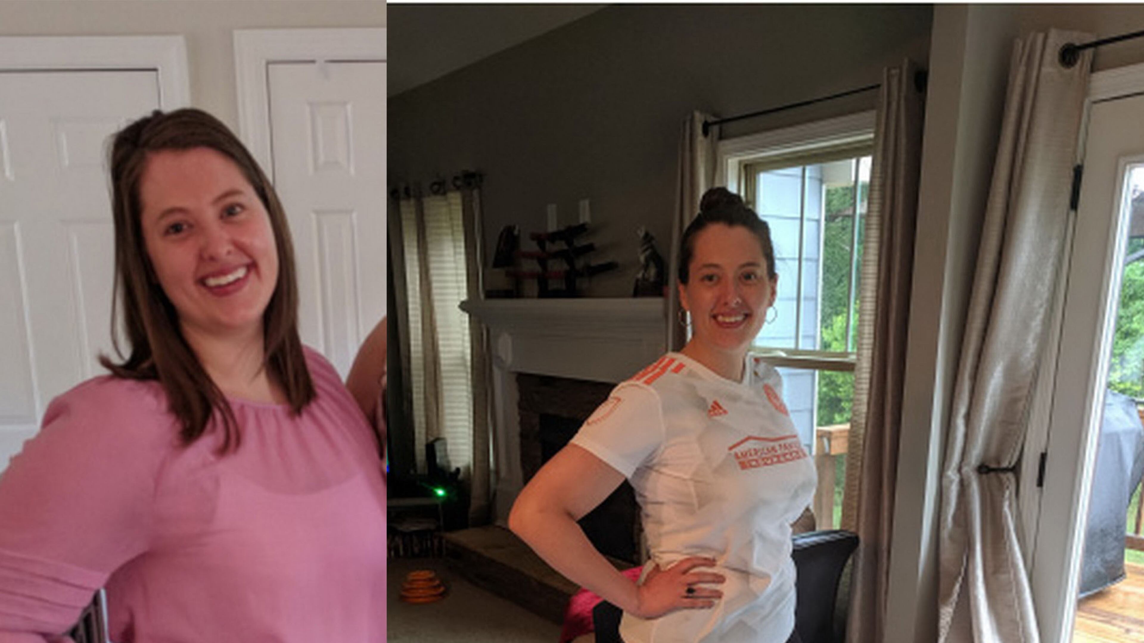 In the photo on the left, taken in March 2018, Lindsay Benton weighed 209 pounds. In the photo on the right, taken this month, she weighed 179 pounds. (All photos contributed by Lindsay Benton)