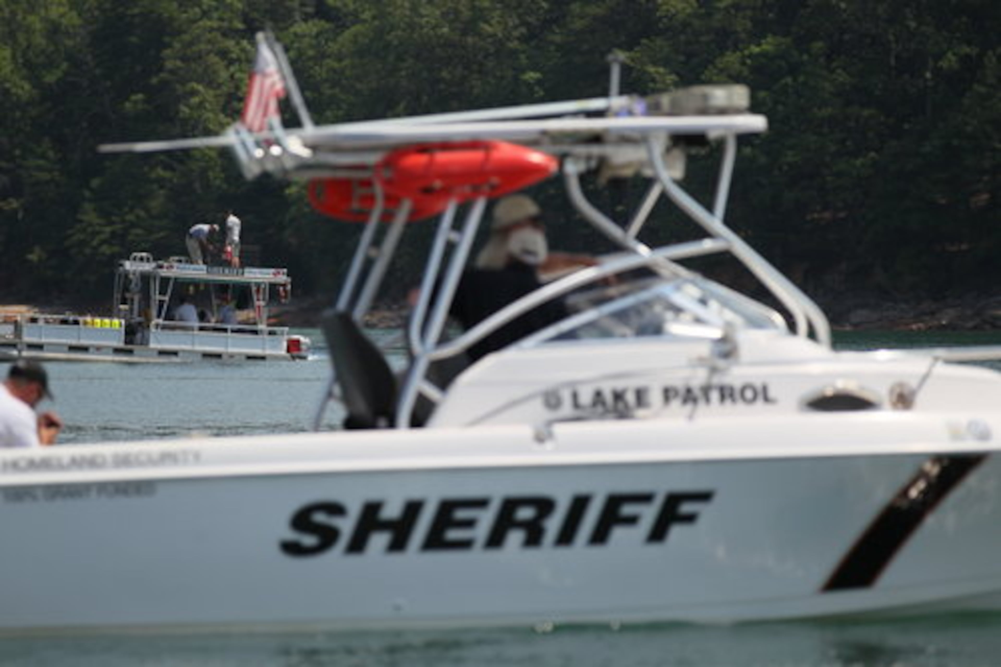 A sheriff's boat was brought out for the search.