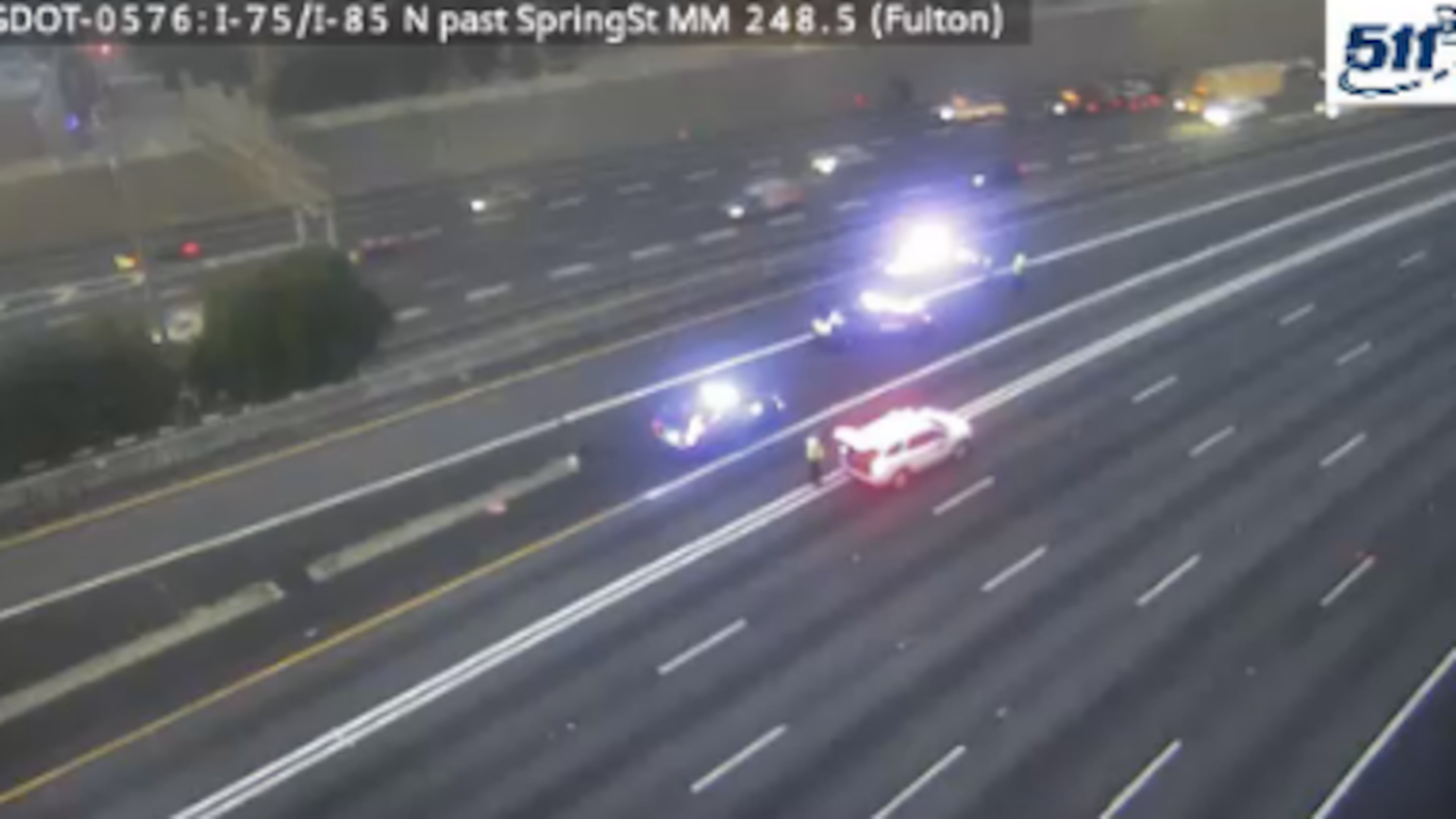 Northbound lanes of the Downtown Connector are shut down Thursday morning. (Courtesy of the Georgia Department of Transportation)