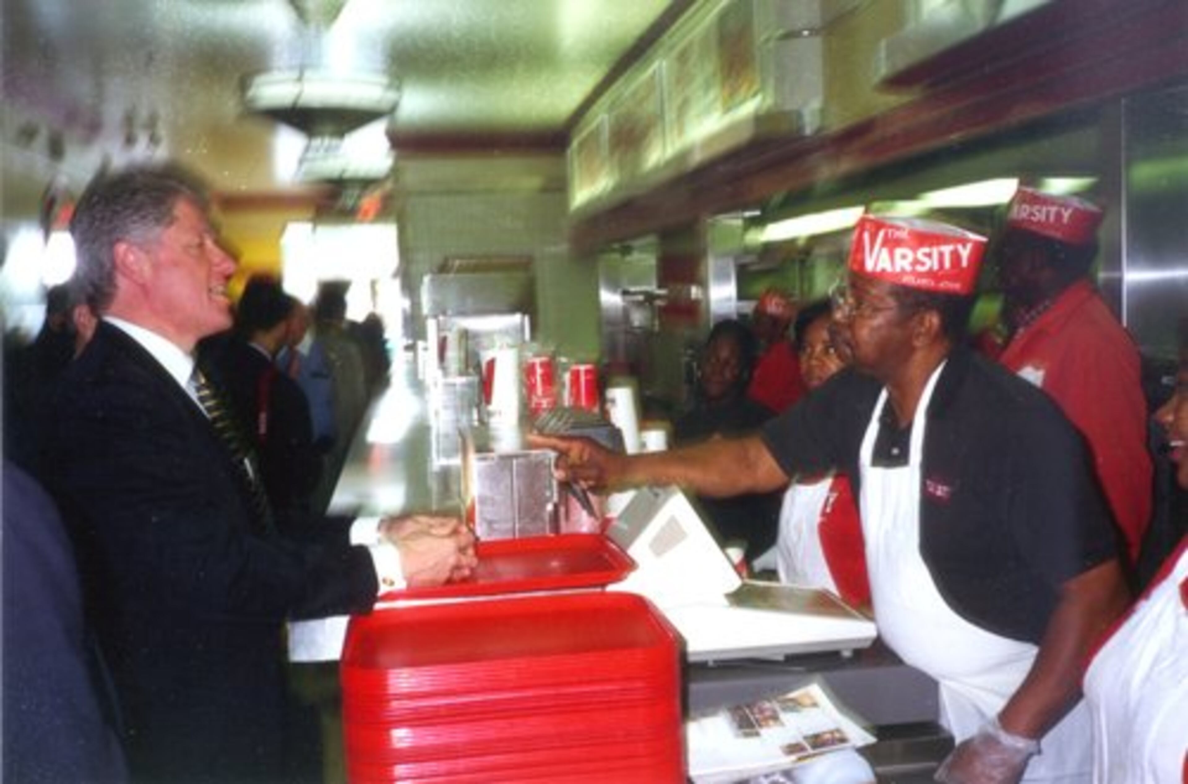 President Bill Clinton chatted with Erby Walker at The Varsity in the 1990s.