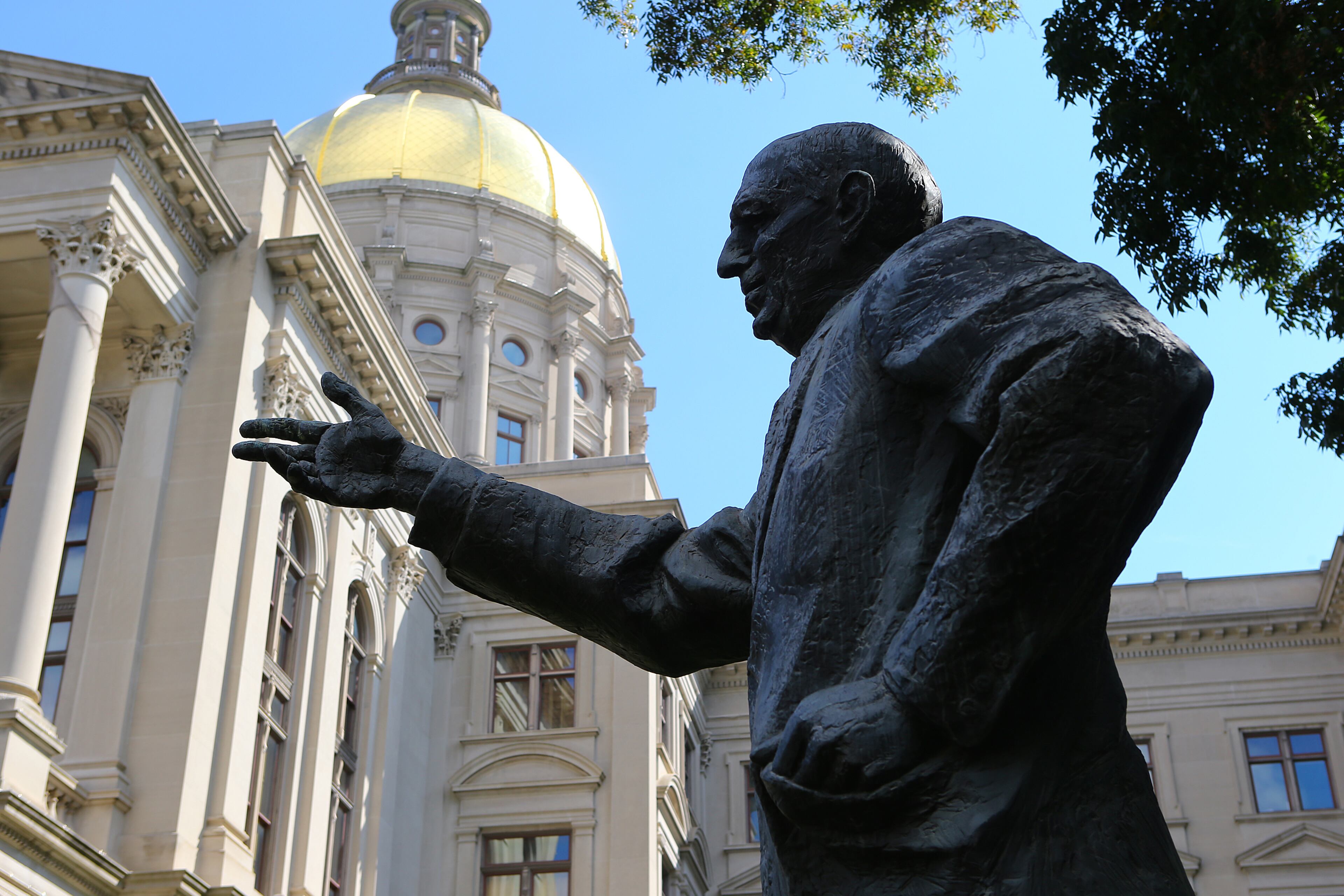 Russell is said to have been more a states rights advocate than a racist. For decades, however, he orchestrated Senate filibusters against civil rights legislation. He once wrote a constituent: “I believe that the Negro is entitled to equal and exact justice before the law and that he is entitled to every right that I enjoy. There is nothing in our Constitution … however, that says we must enjoy these rights together at the same time and in the same place.” -- Sources: AJC files, New Georgia Encyclopedia, New York Times