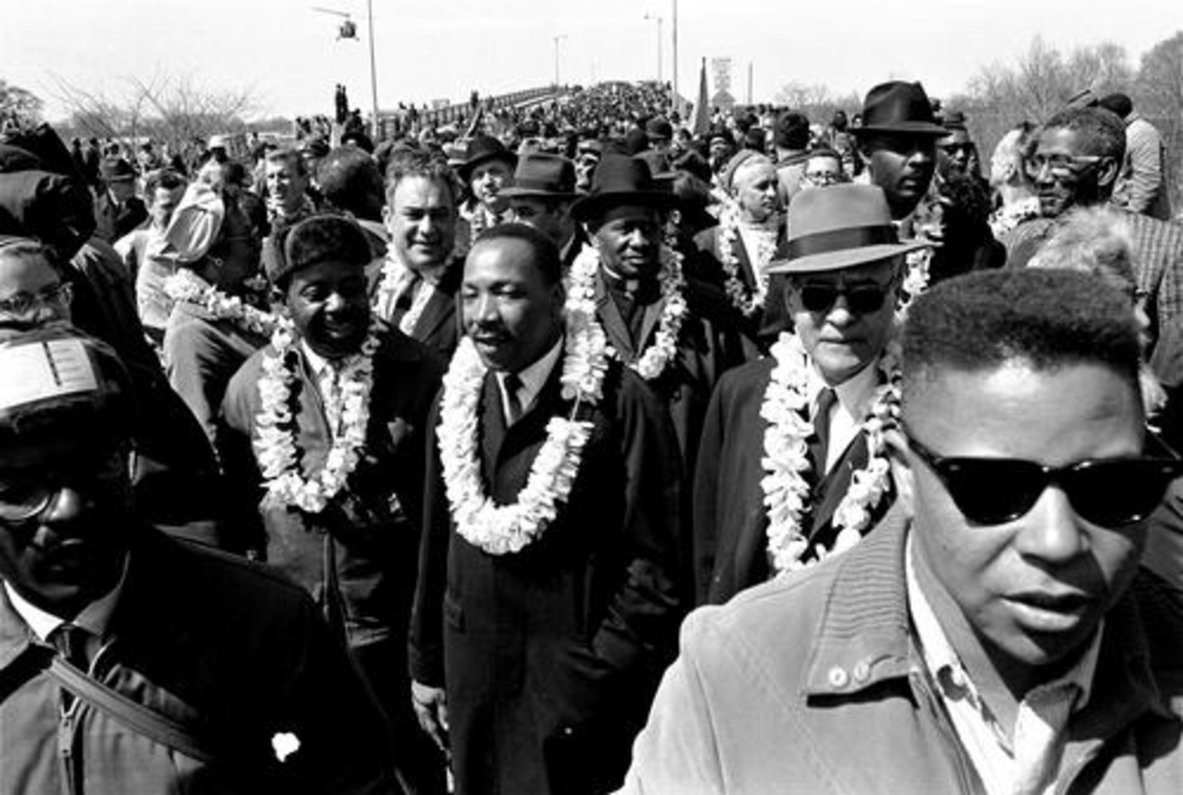 Martin Luther King Jr. and his civil rights marchers head for Montgomery, the state's capitol, in this March 21, 1965 photo.