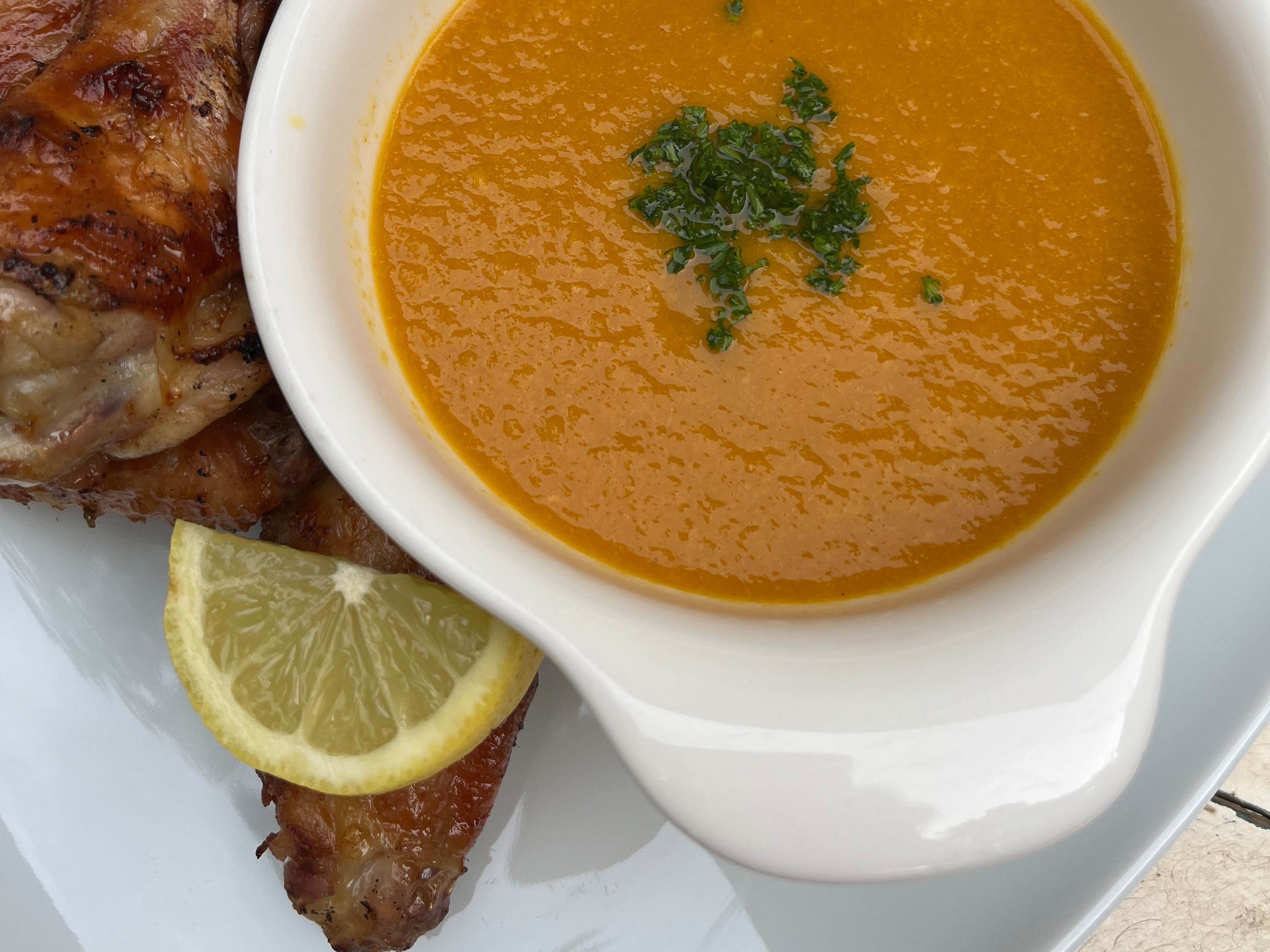 Lance Gummere of Mercer Street Meals created an aji amarillo hot sauce to accompany grilled chicken wings. (Courtesy of Lance Gummere)