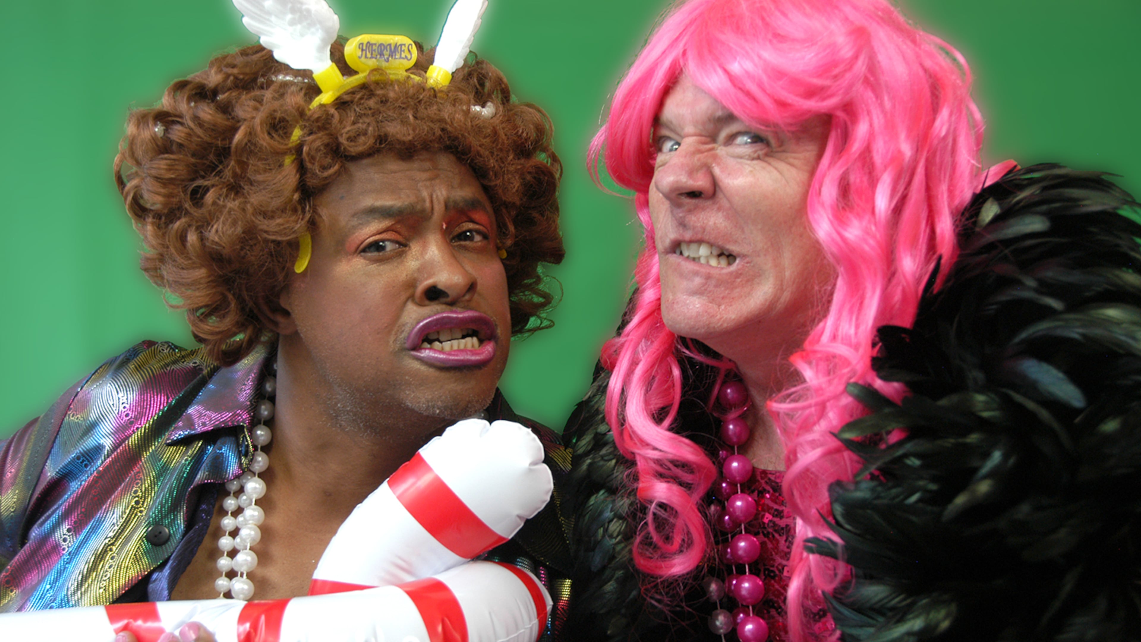 Spencer Stephens and K. Ken Johnston as the Dames in "Cinderella: A Christmas Panto." / Courtesy of Aris Theatre