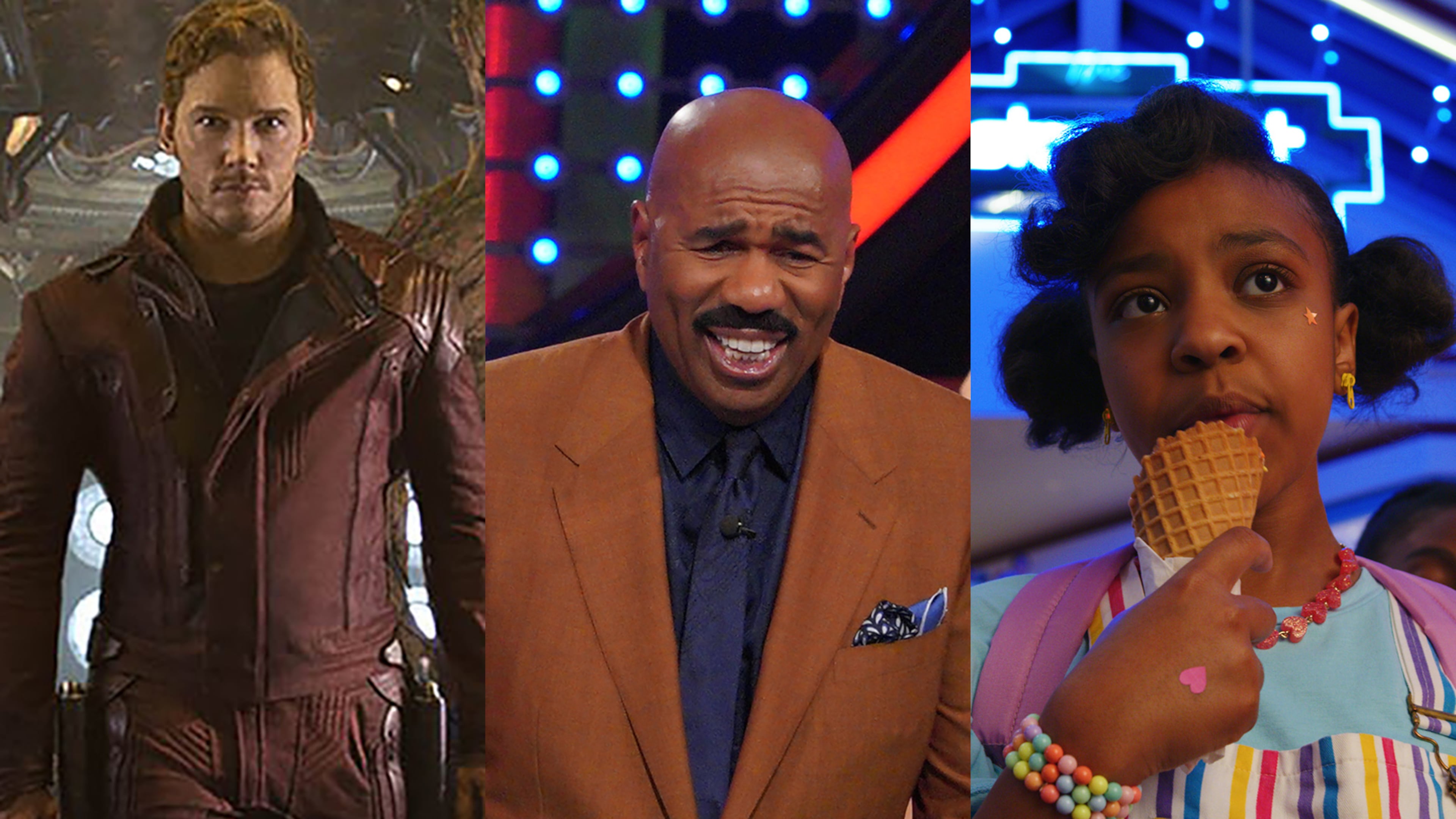This past month, "Guardians of the Galaxy 3," ABC's "Judge Steve Harvey" and Netflix's "Boo!" have all started production in Georgia. (L-R: Disney, ABC, Netflix)