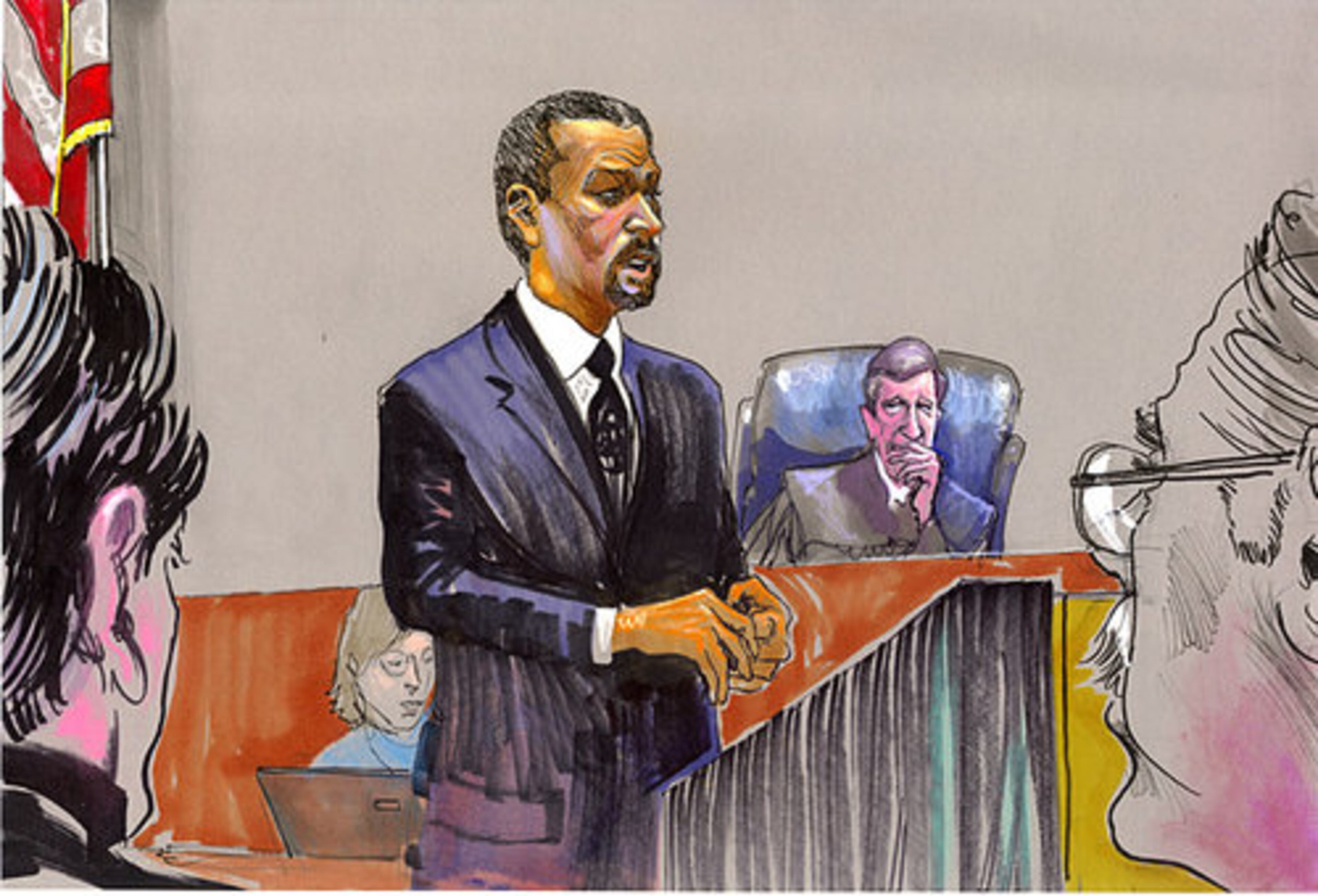 Defense attorney Billy Martin giving his opening statement.