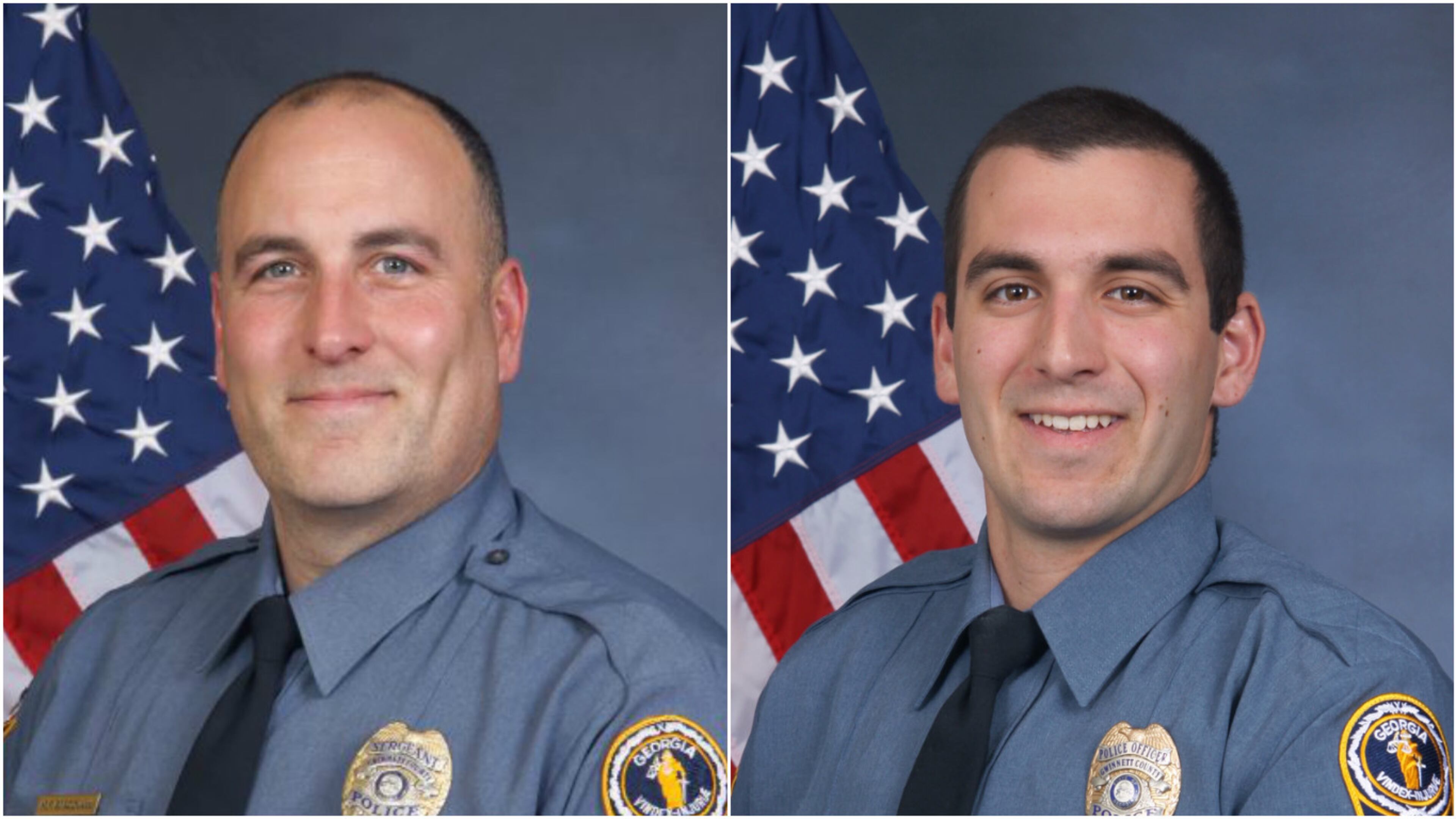 Now-former Gwinnett County police Sgt. Michael Bongiovanni and Master Police Officer Robert McDonald. (Credit: Gwinnett County Police Department)