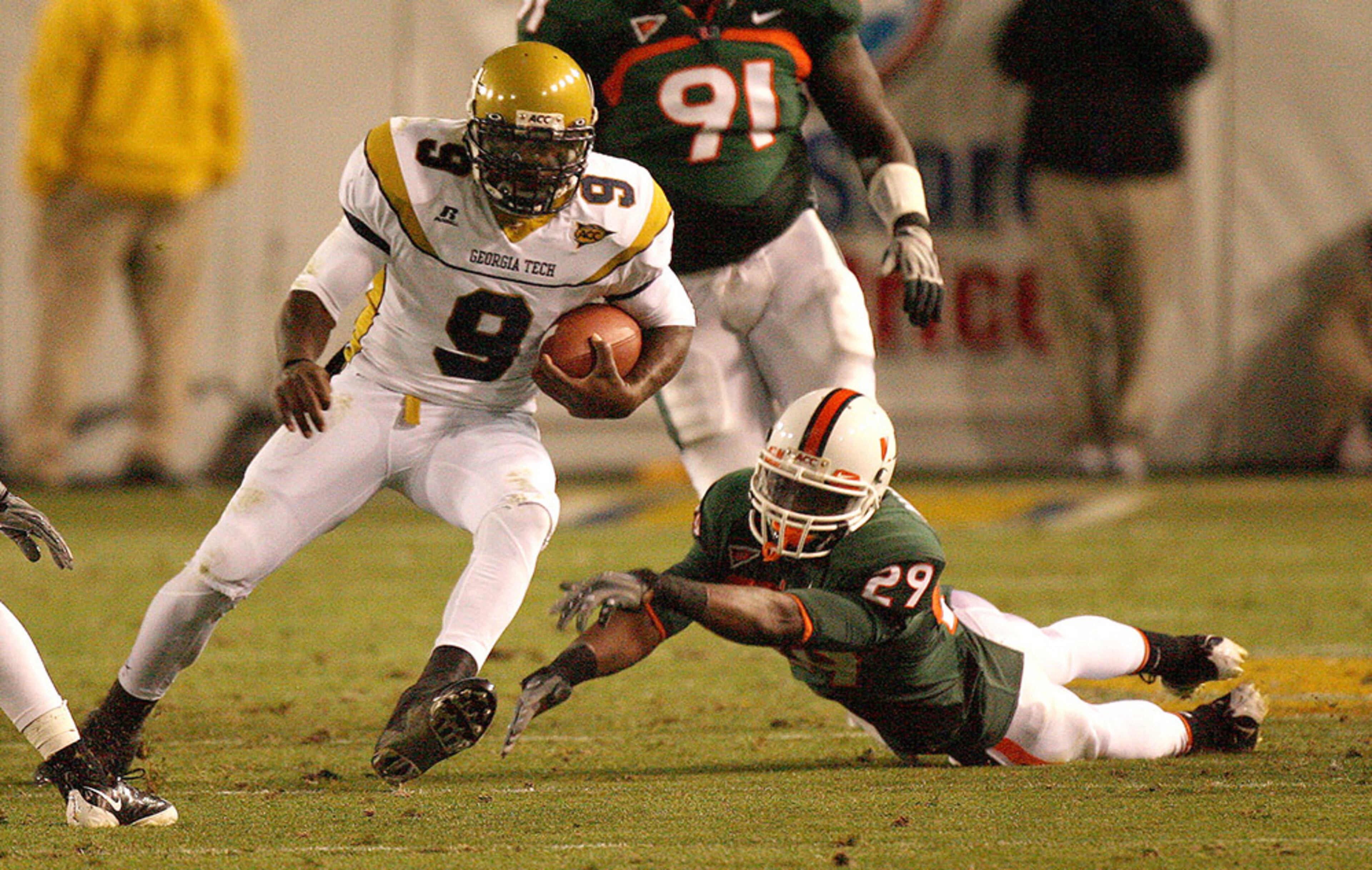 Georgia Tech 41, (23) Miami 23, Nov. 11, 2008 - The Jackets entered the game on a three-game winning streak over the Hurricanes. Ruining Miami's return to national prominence, Georgia Tech ran for a staggering 472 yards -- the second-most ever allowed by the Hurricanes -- and romped to a 41-23 victory on a Thursday night in Atlanta.