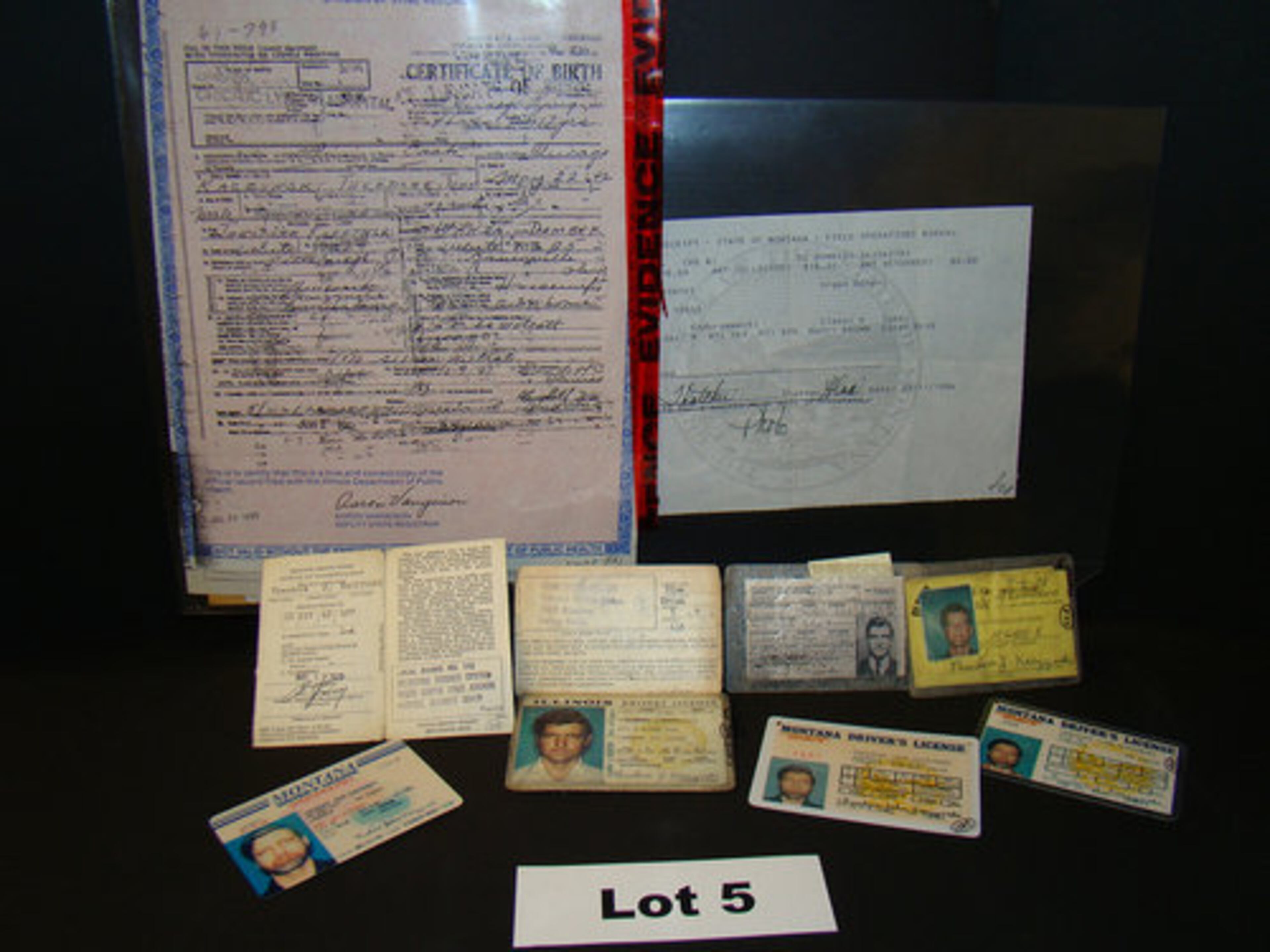 Kaczynski's personal items, including his personal identification and birth certificate are among the items for sale.