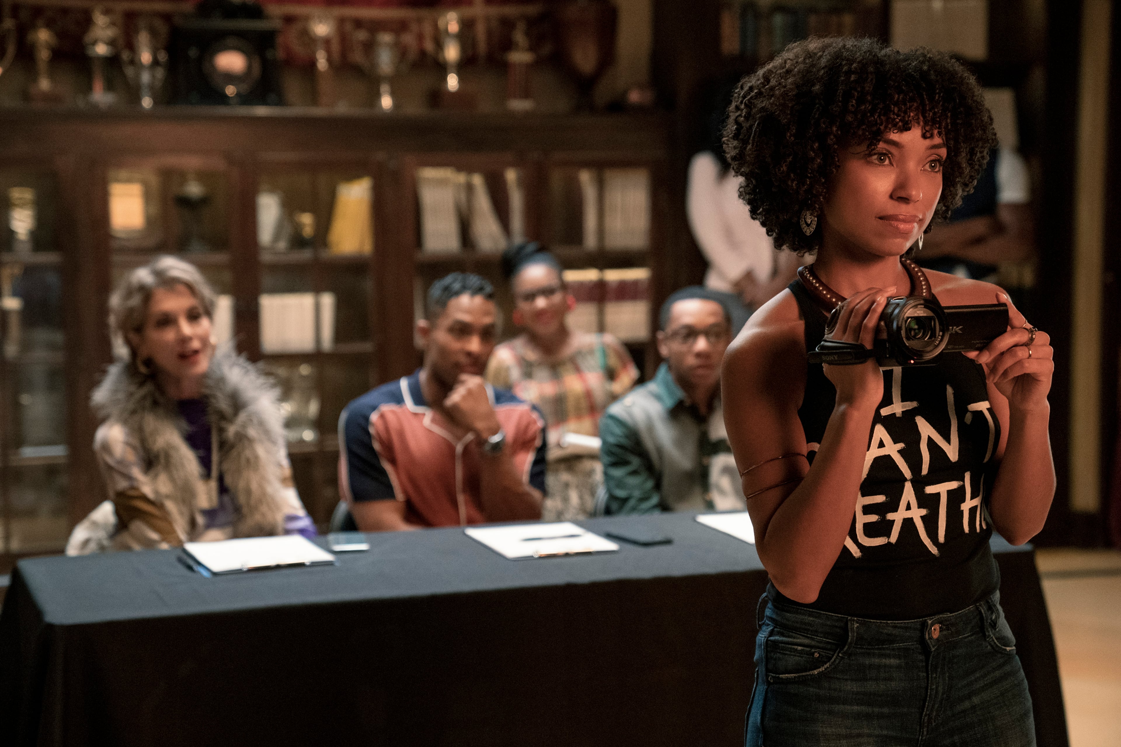 Logan Browning (right) starred in the satirical comedy "Dear White People" on Netflix from 2017 to 2021. (Lara Solanki/Netflix©2021)