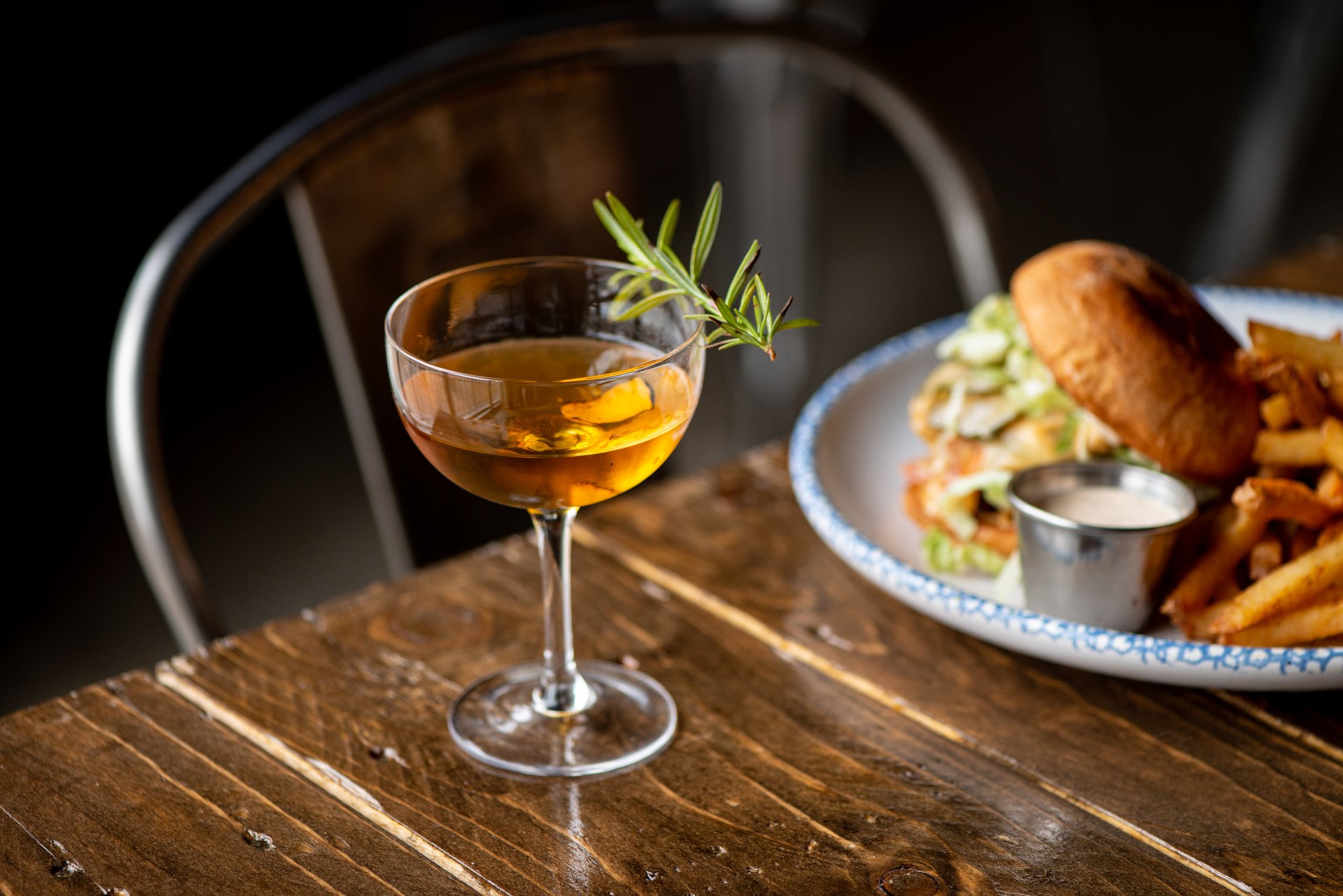 A Walk in the Woods cocktail with Rittenhouse Rye, apple brandy, chartreuse, and lemon. Photo credit- Mia Yakel.