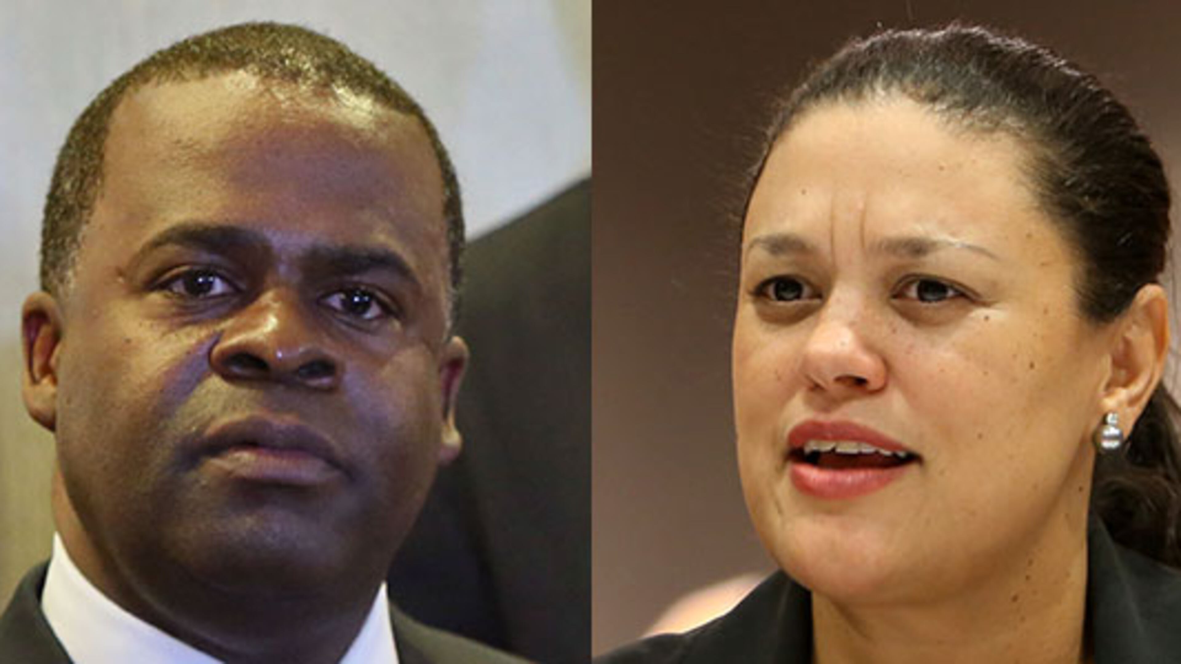 Mayor Kasim Reed (left) and Atlanta Public Schools Superintendent Meria Carstarphen are locked in a dispute over deeds the city holds to APS property.