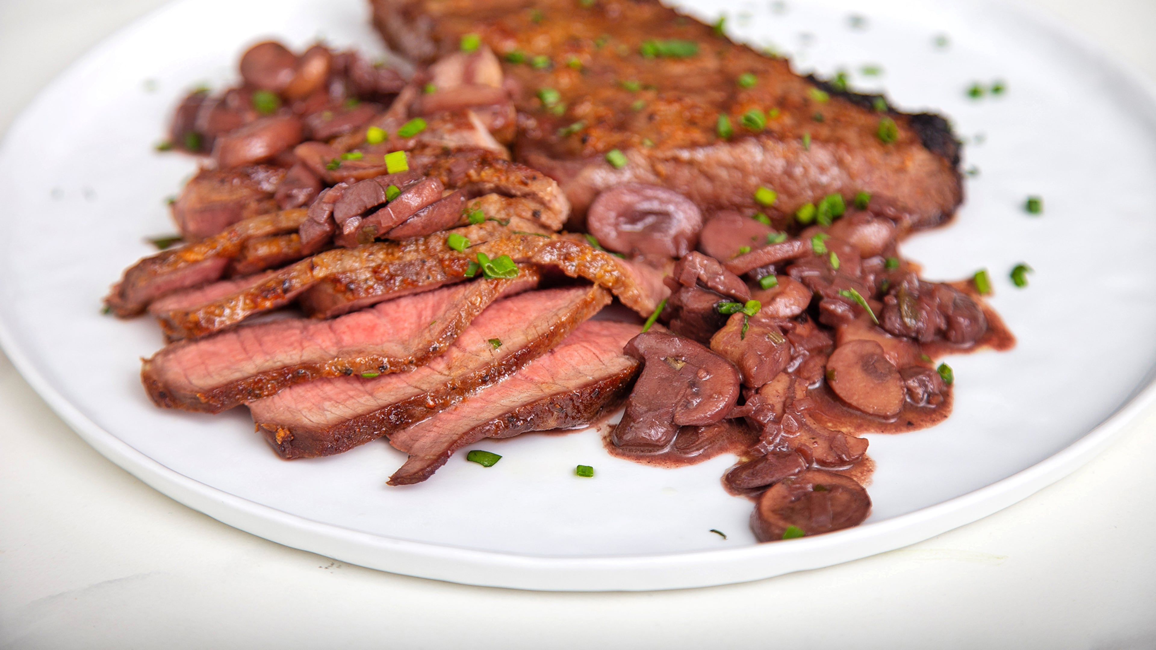 Dry Rubbed London Broil with Red Wine Mushrooms. Courtesy of Brooke Slezak