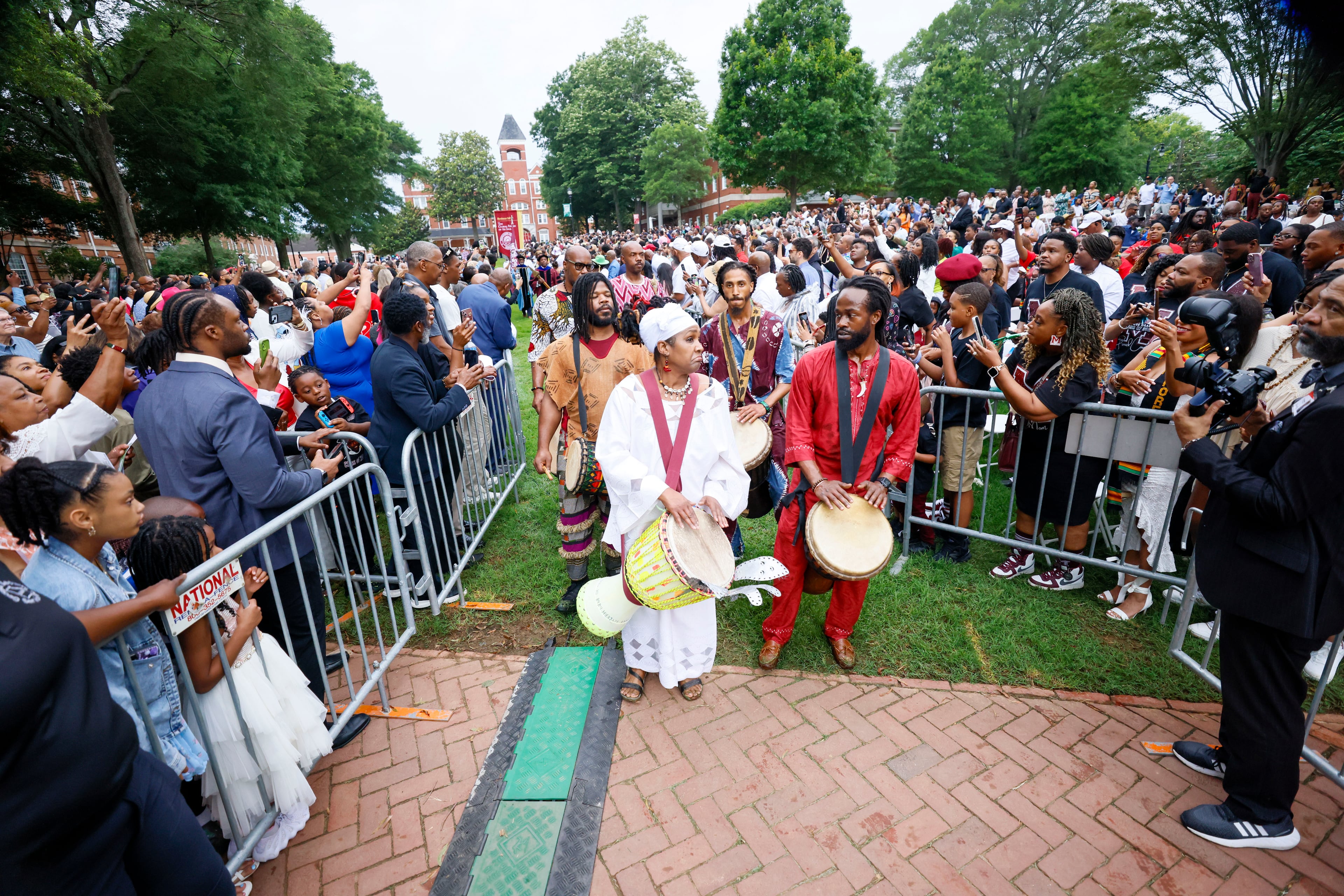 The procession of the African drummers marks the beginning of Morehouse College’s 141st Commencement Ceremony on Sunday, May 18, 2025.
(Miguel Martinez/ AJC)