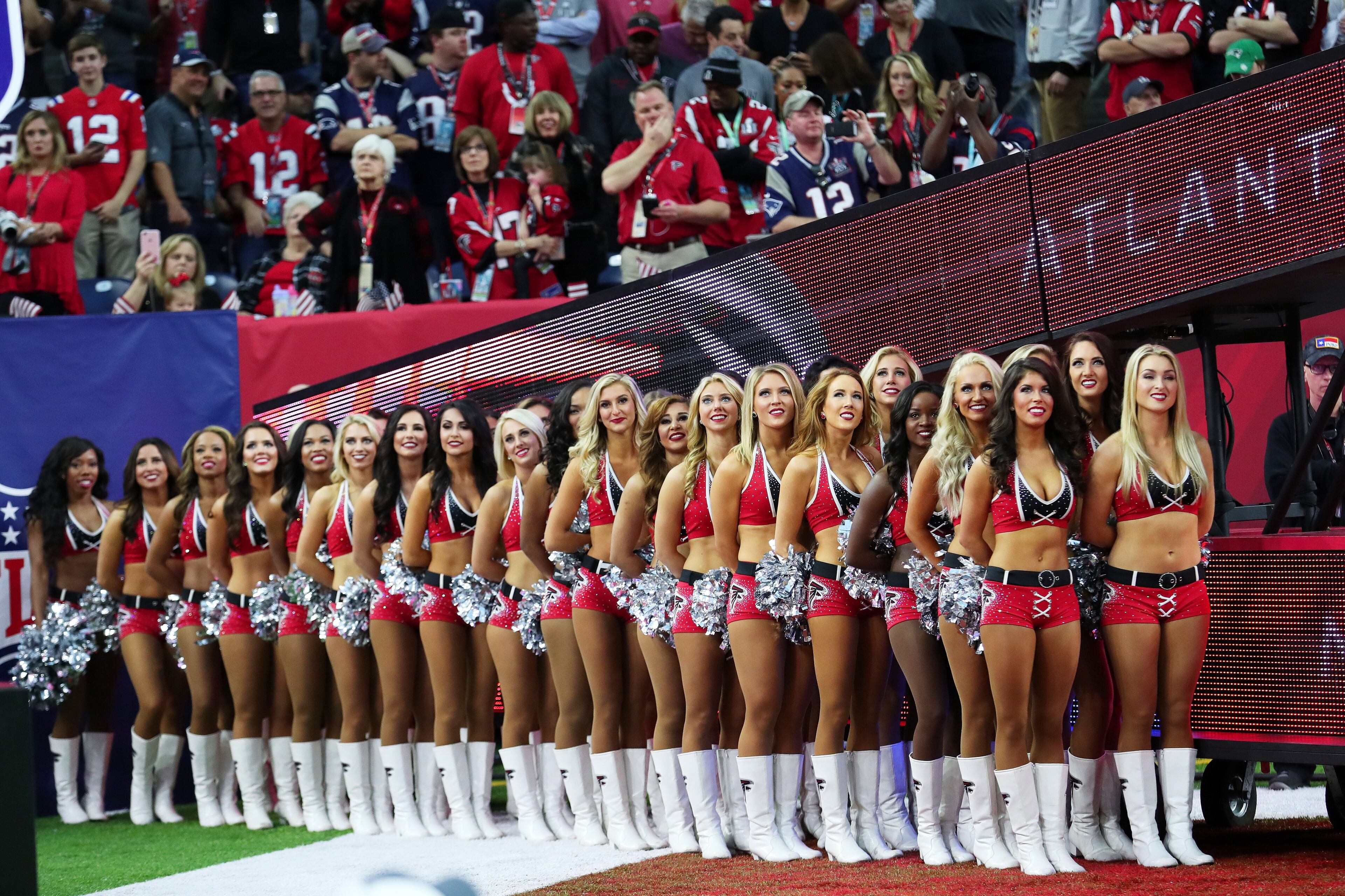 HOUSTON, TX - FEBRUARY 05: Cheerleaders perform prior to Super Bowl 51 at NRG Stadium on February 5, 2017 in Houston, Texas. (Photo by Tom Pennington/Getty Images)