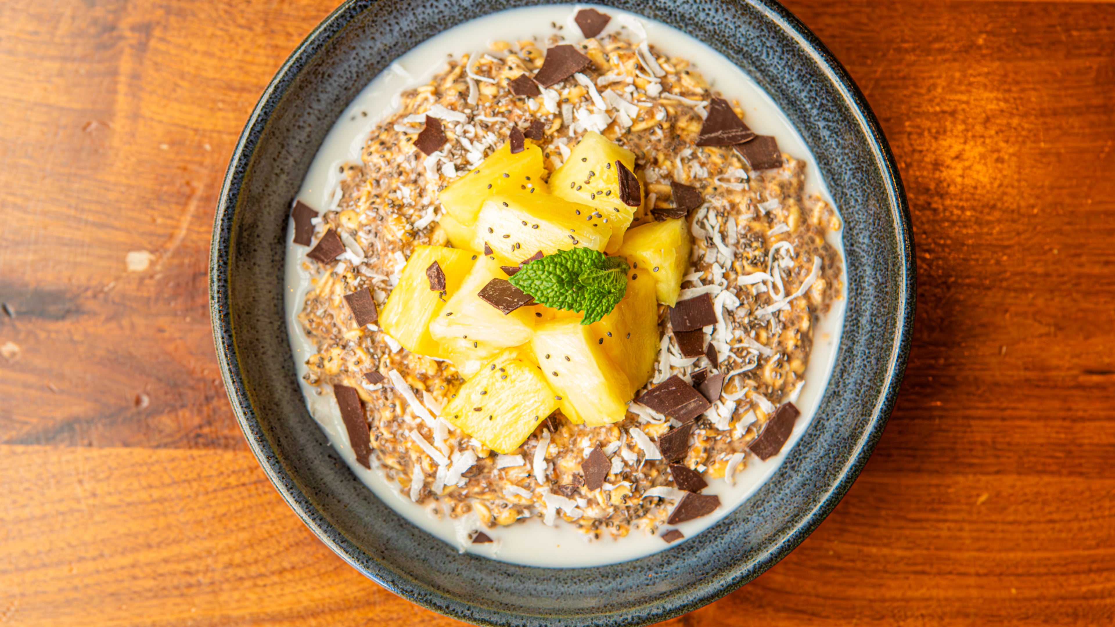 Overnight Oats made and styled by chef James Potts at South City Kitchen in Alpharetta. (Courtesy of Aaliyah Man)