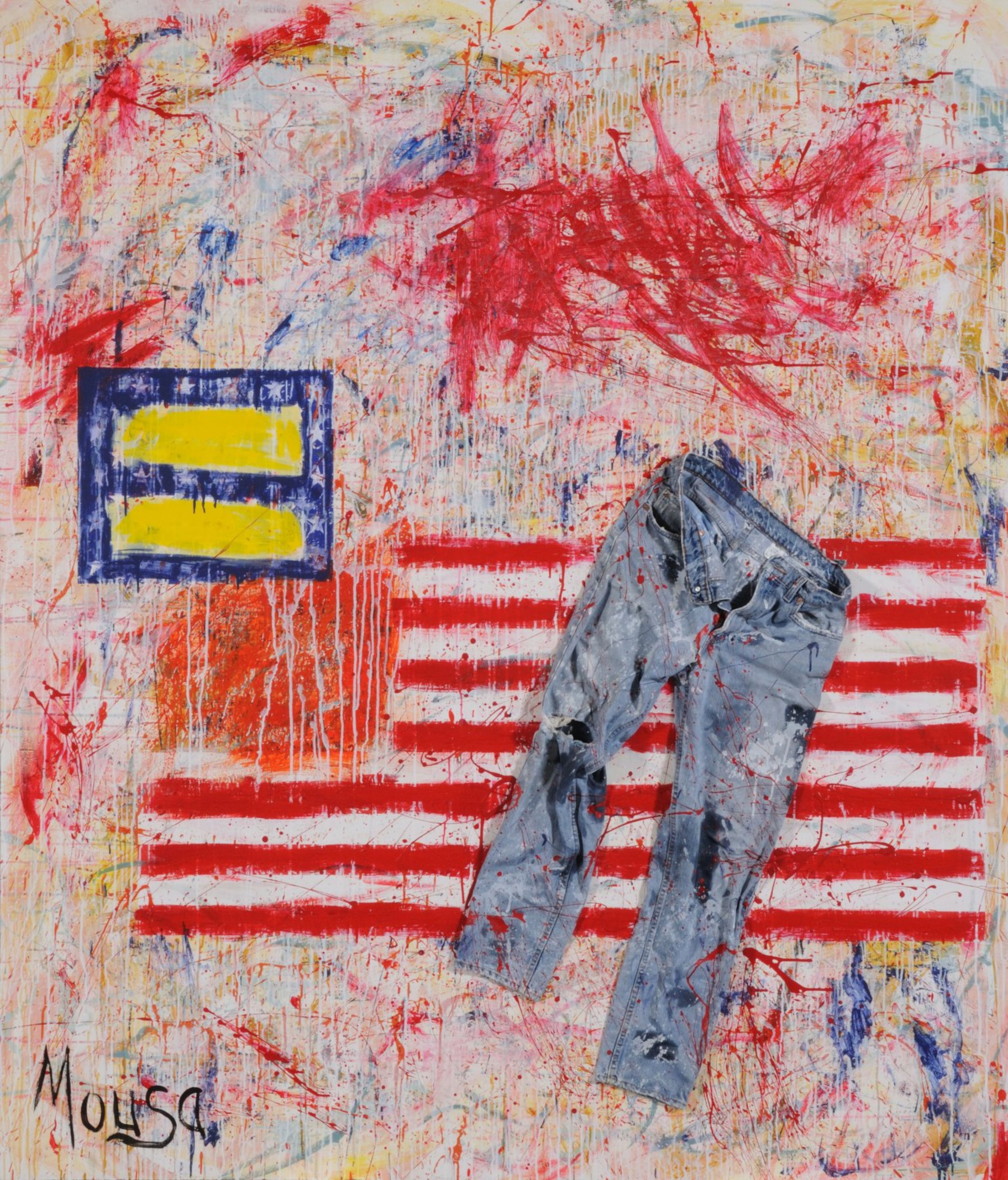 A painting in Nabil Mousa’s “American Landscape” series, which is on display at the Arab American National Museum in Michigan.