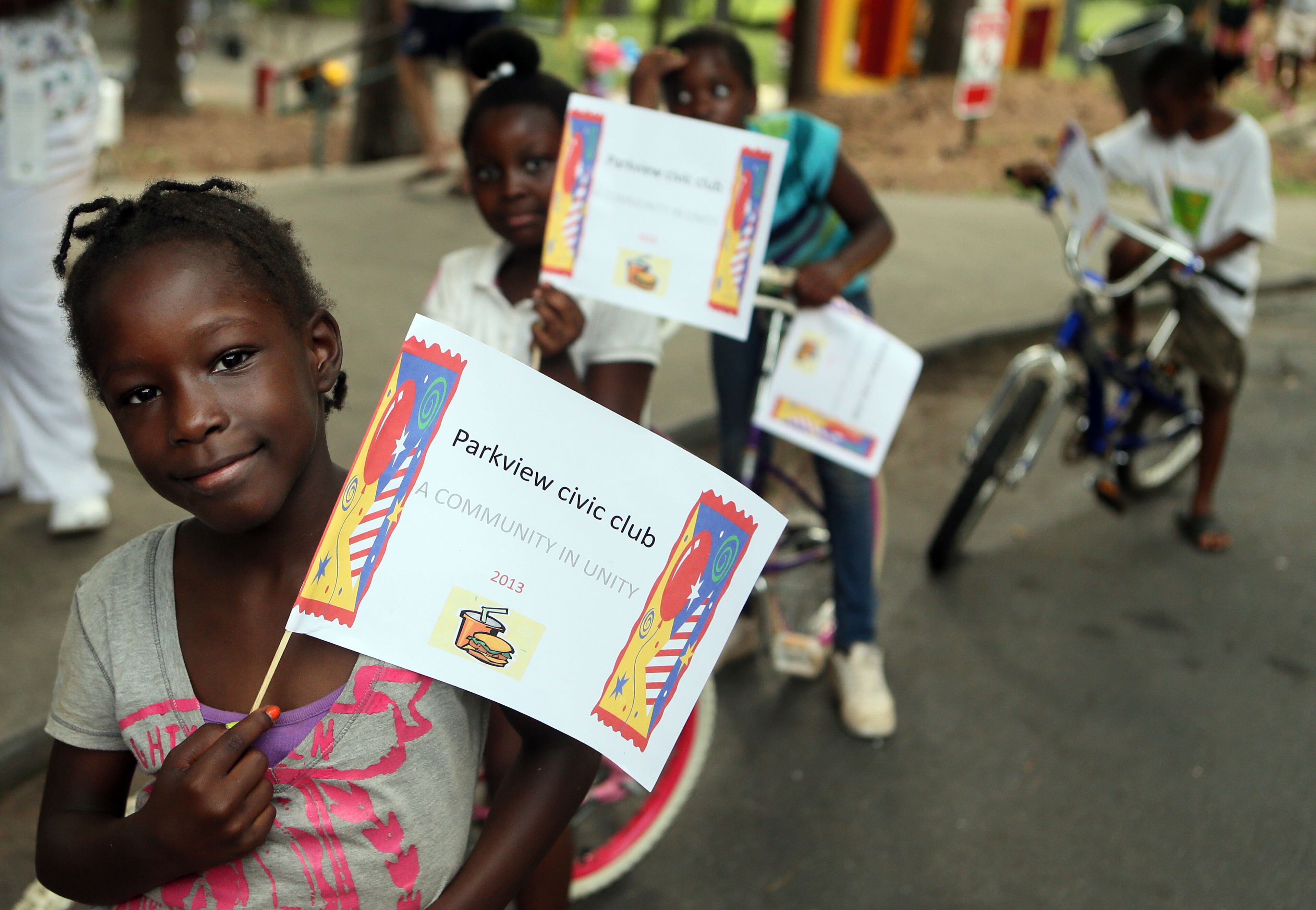 Portrait of Josilyn Andrews (age 8) as she lined up for a neighborhood parade at the Parkview Community Recreational Center in Atlanta during the 30th anniversary of National Night Out on Tuesday.