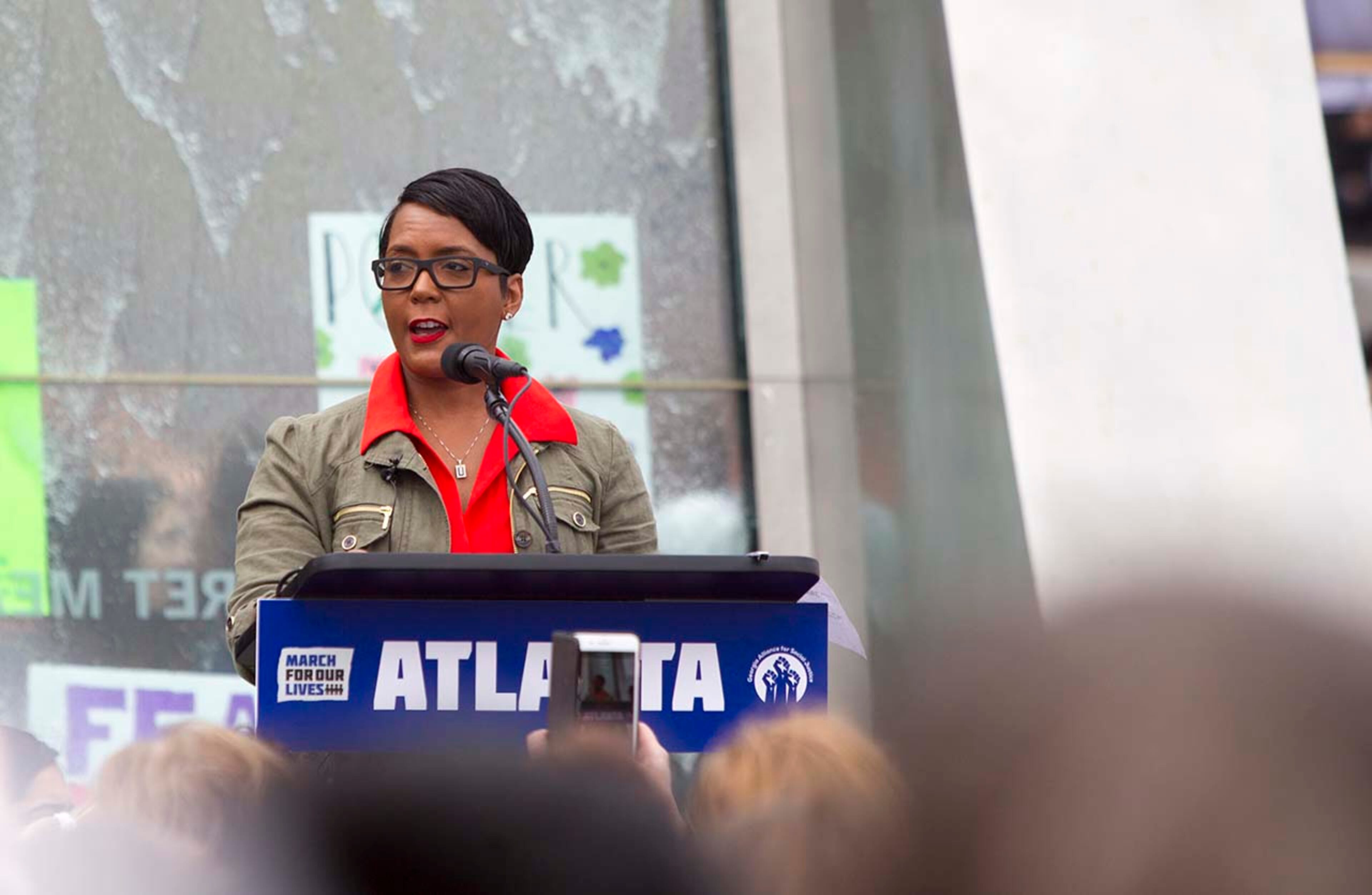 Atlanta Mayor Keisha Lance Bottoms speaks during the March for our Lives event in Atlanta, Georgia, on Saturday, March 24, 2018. (REANN HUBER/REANN.HUBER@AJC.COM)